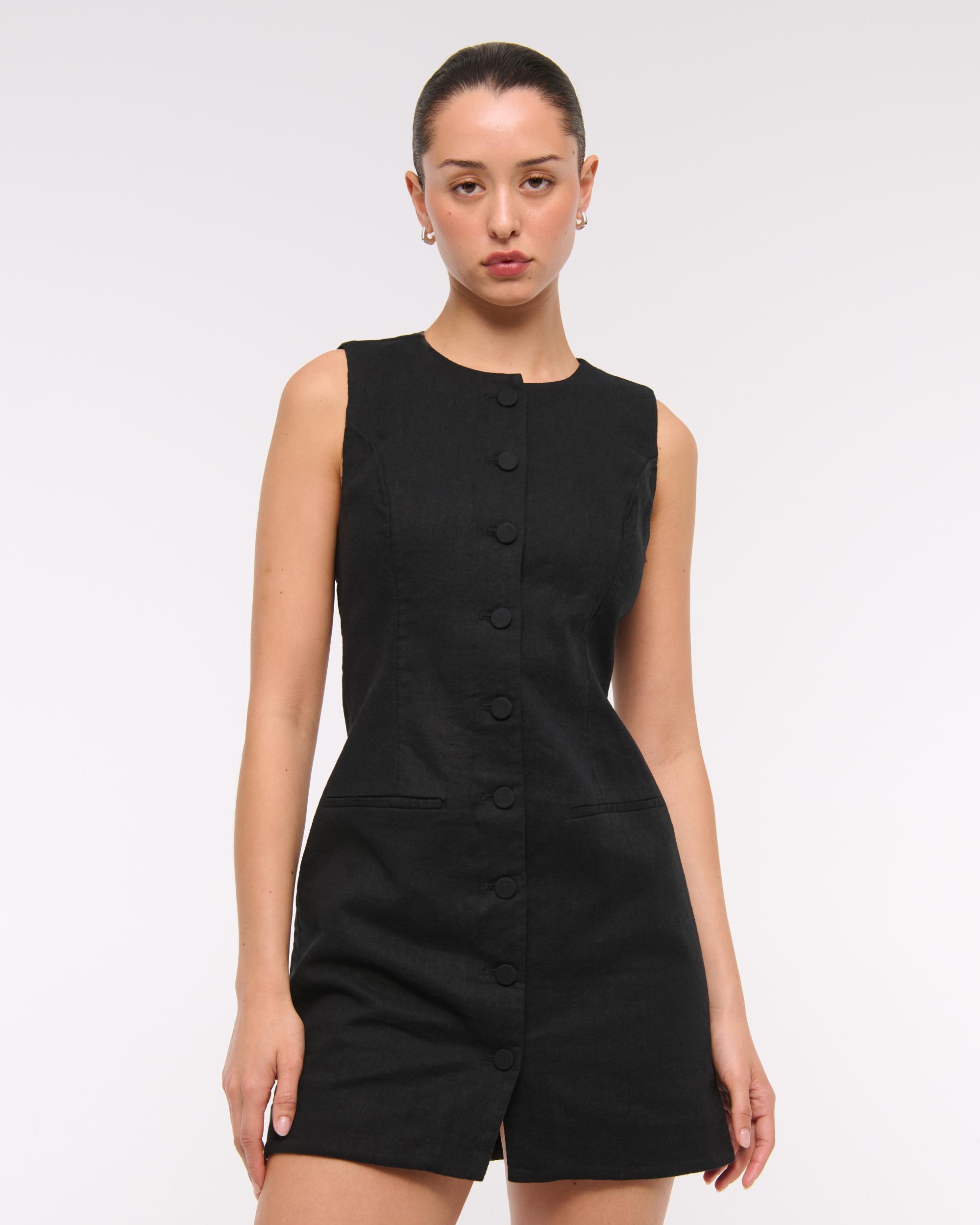 The A&F Mara Linen-Blend Mini Dress Product Image