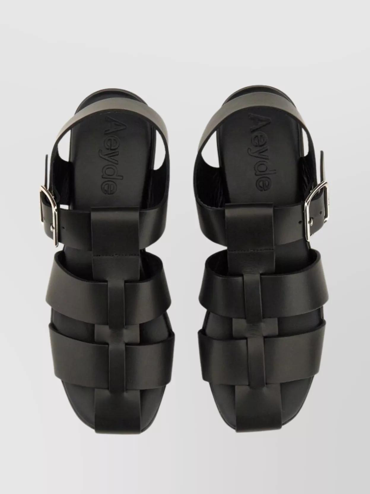 AEYDE 10mm Whit Leather Fisherman Sandals In Black Product Image