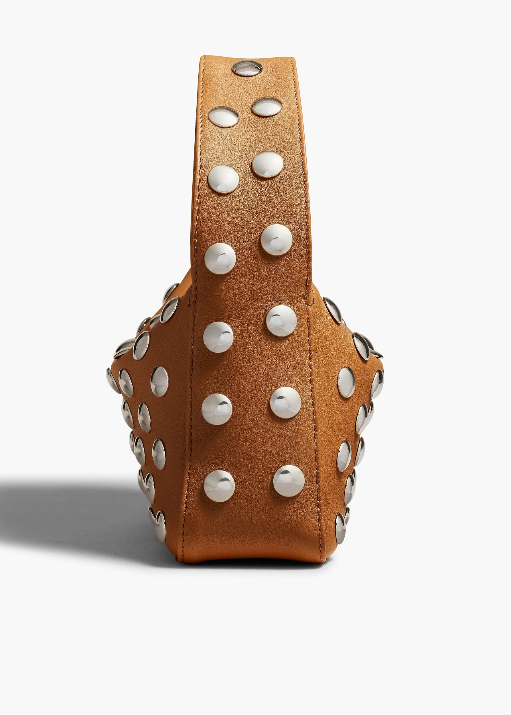 Small Elena Bag in Nougat Leather with Studs Product Image