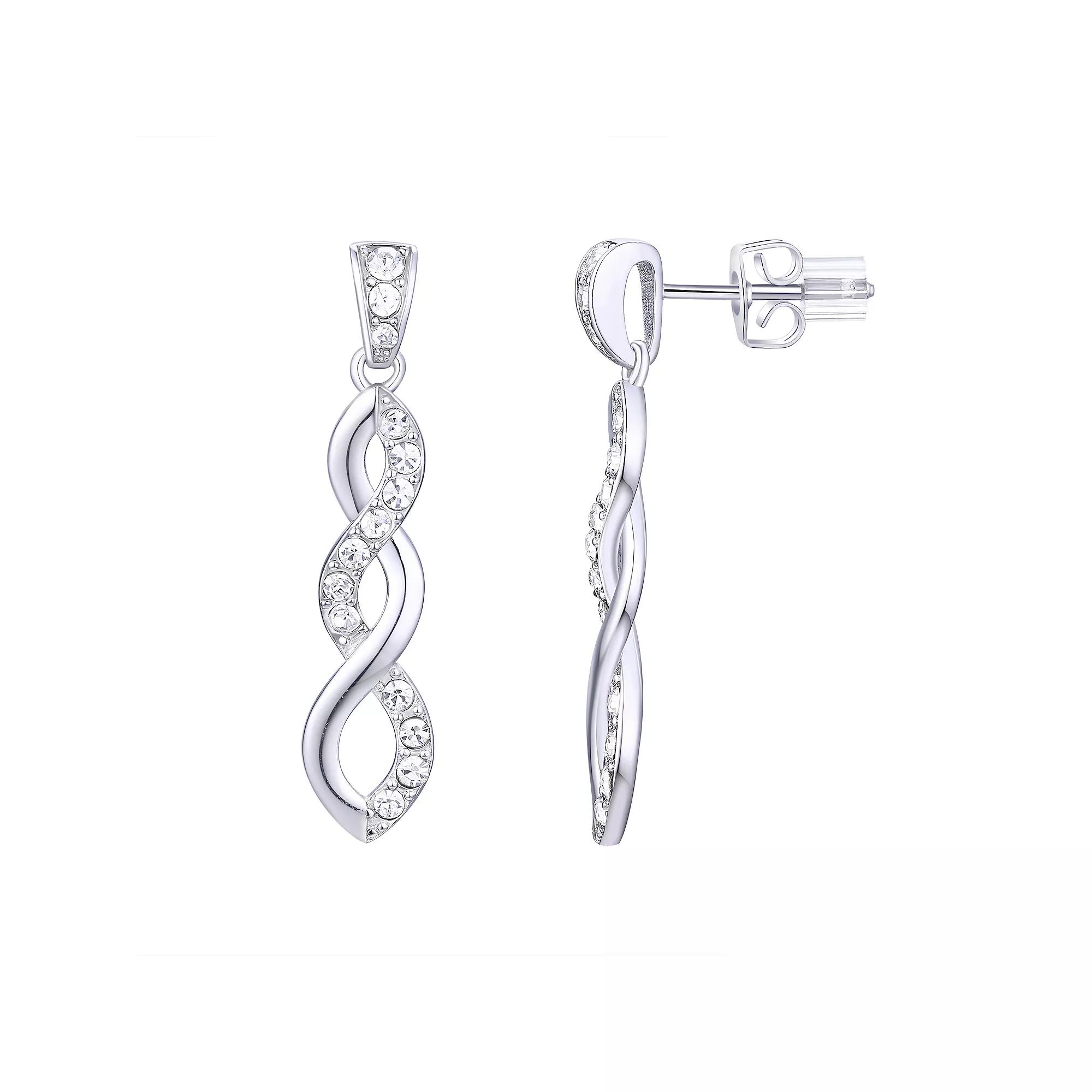 Chrystina Crystal Twist Dangle Earrings, Women's, Silver Tone Product Image