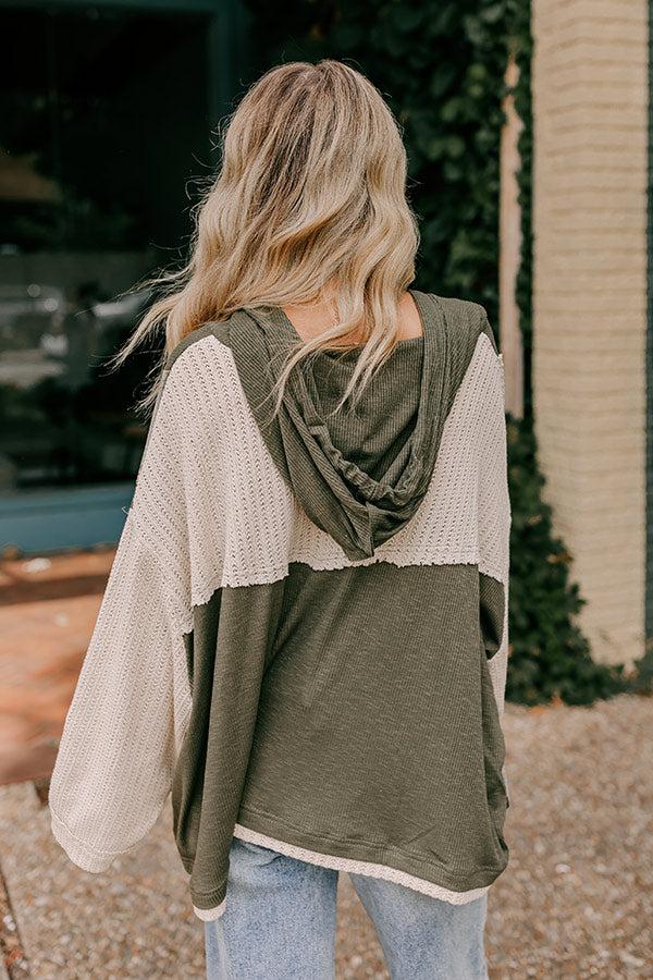 Peaceful Moment Knit Hoodie in Olive Product Image