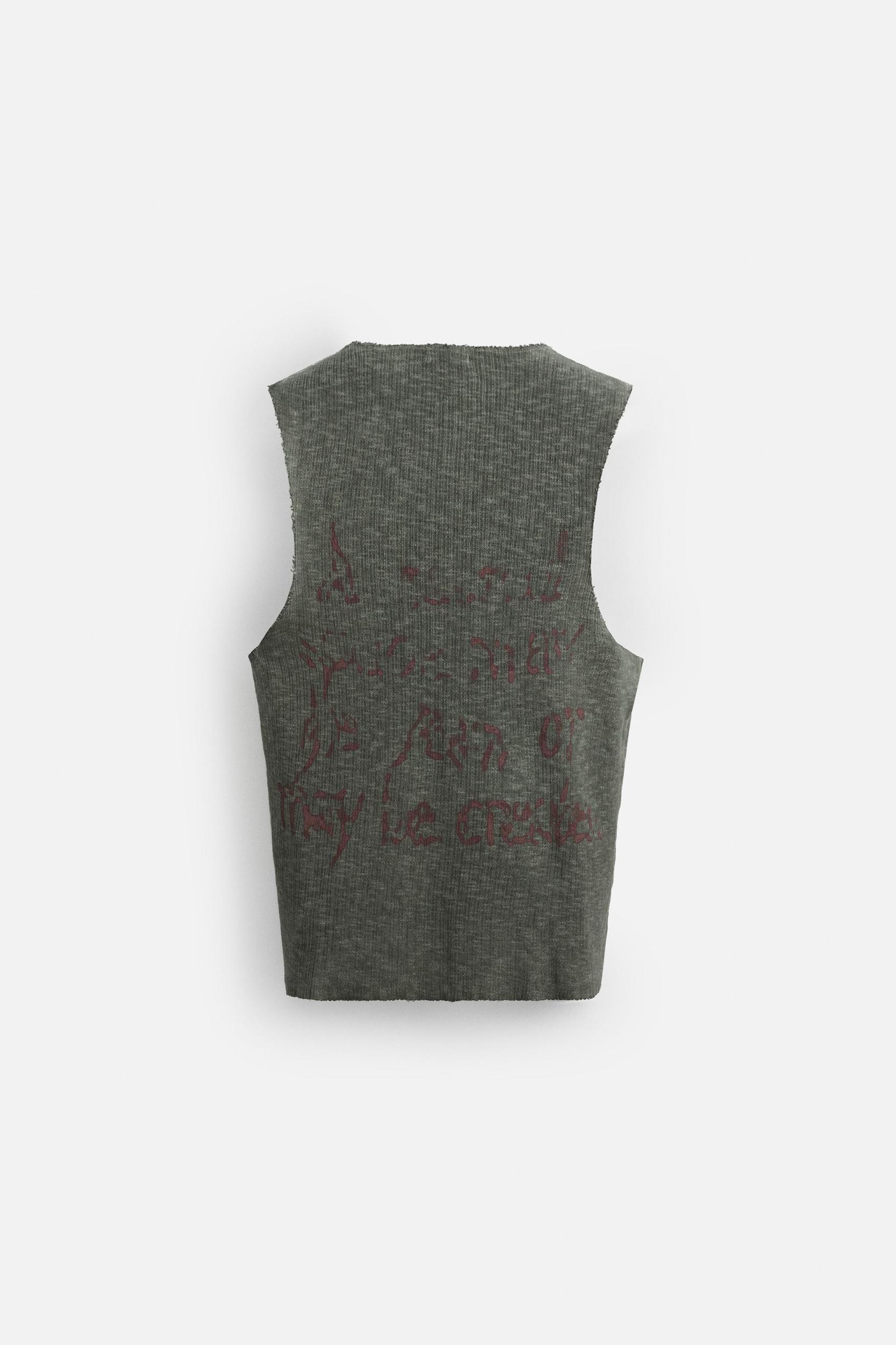 WASHED PRINT KNIT TANK TOP Product Image