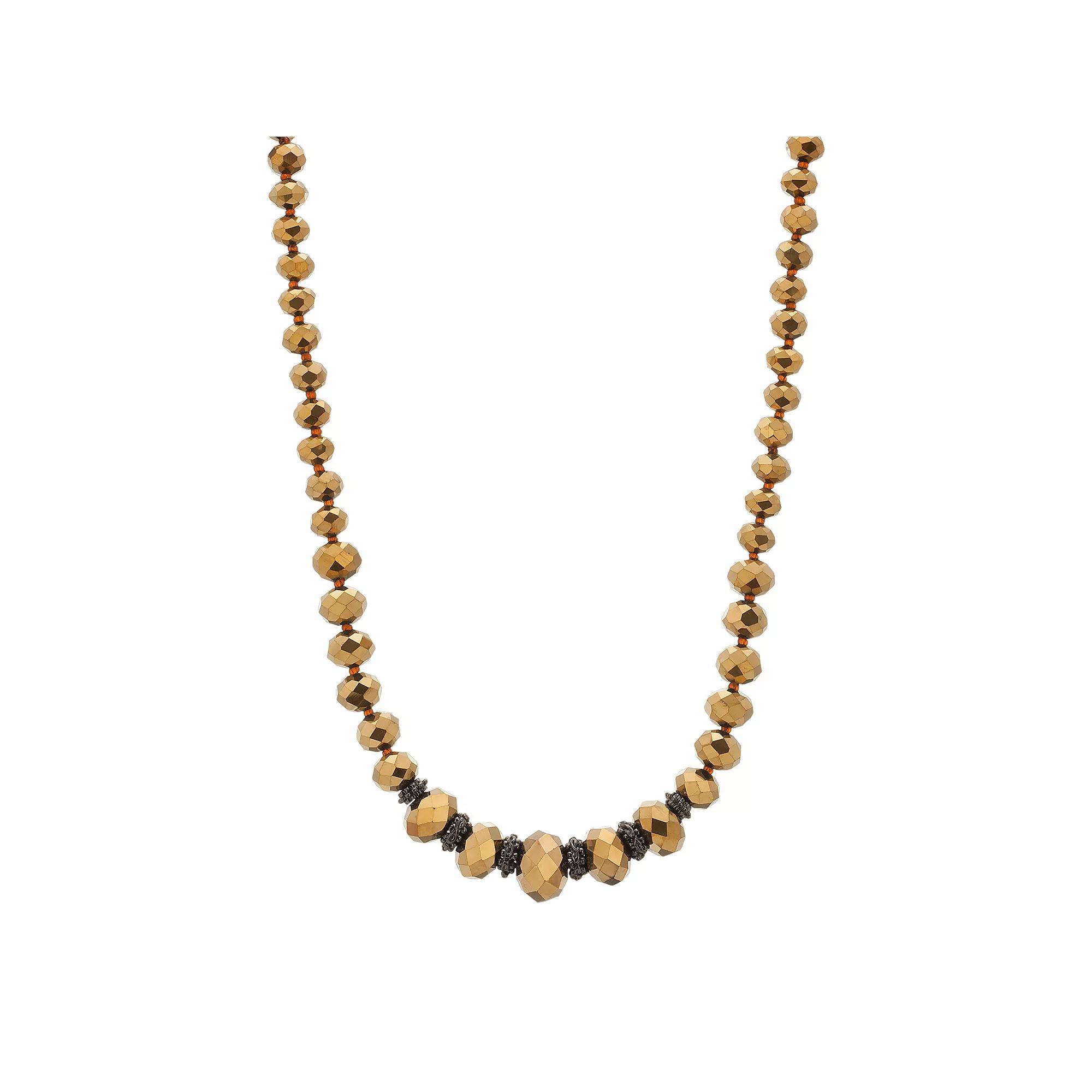 1928 Two Tone Bead Necklace, Women's, Black Product Image