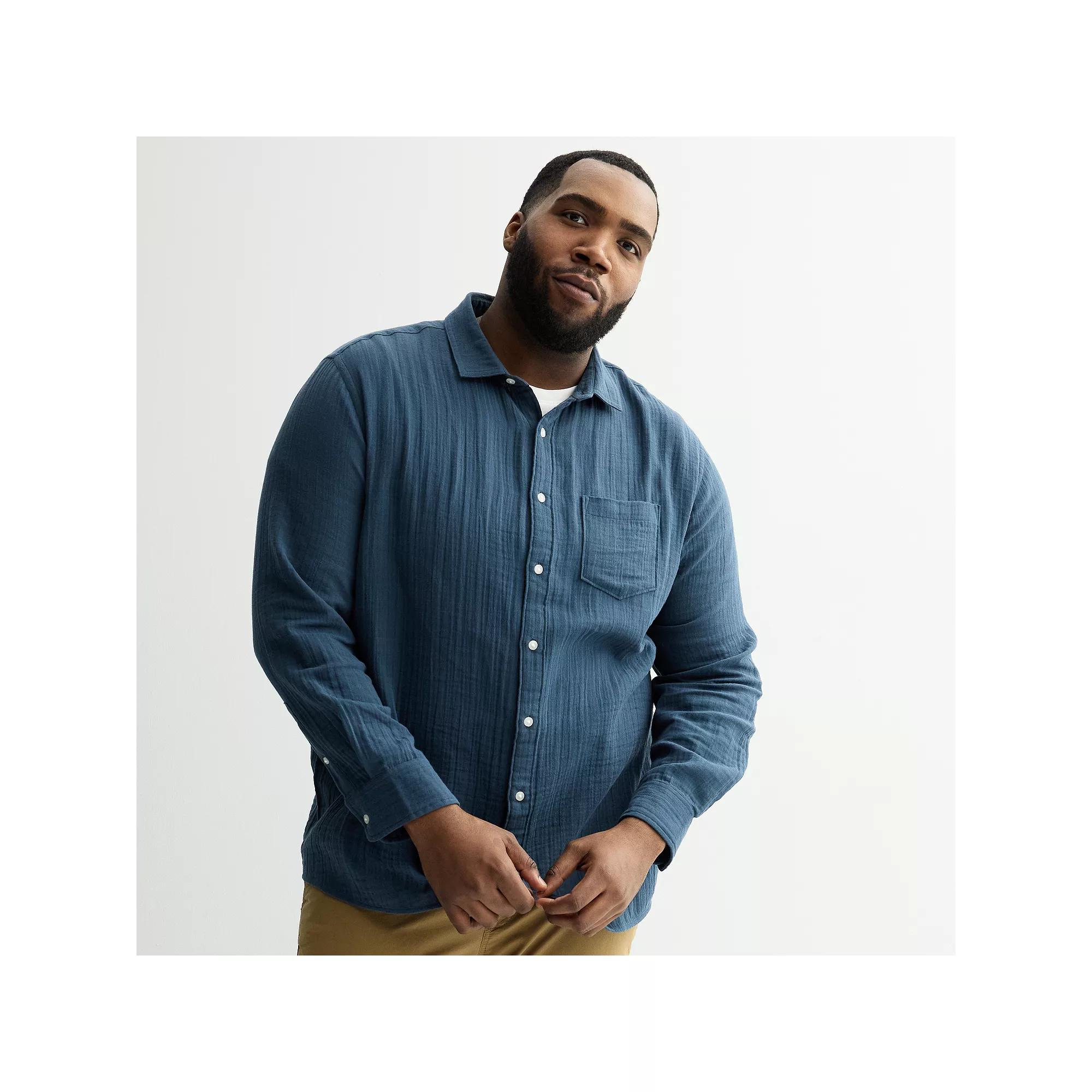 Big & Tall Sonoma Goods For Life® Perfect Length Long Sleeve Double Weave Shirt, Men's,  Product Image