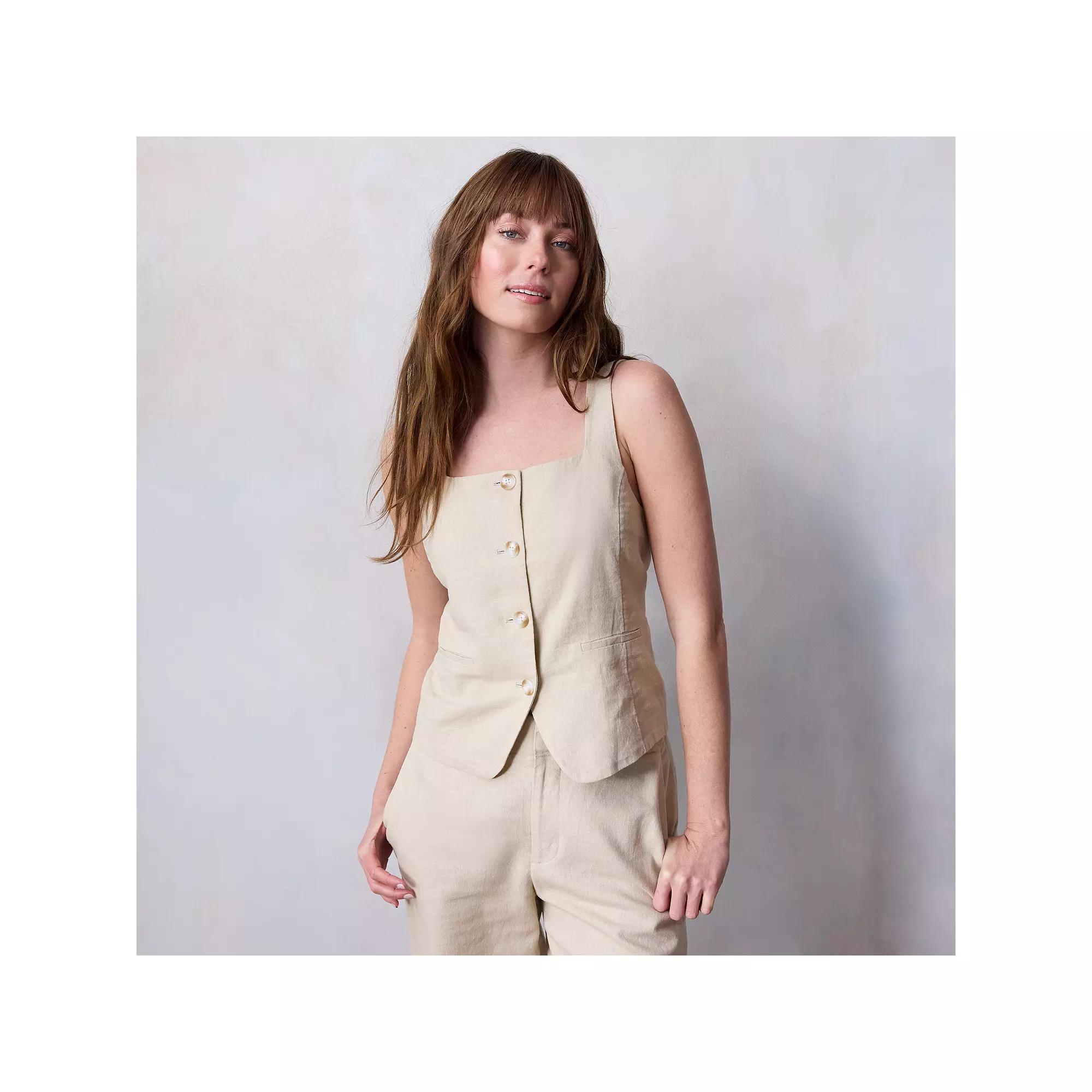 Women's LC Lauren Conrad Thin Strap Square Neck Vest, Size: Medium, Academy Green Product Image