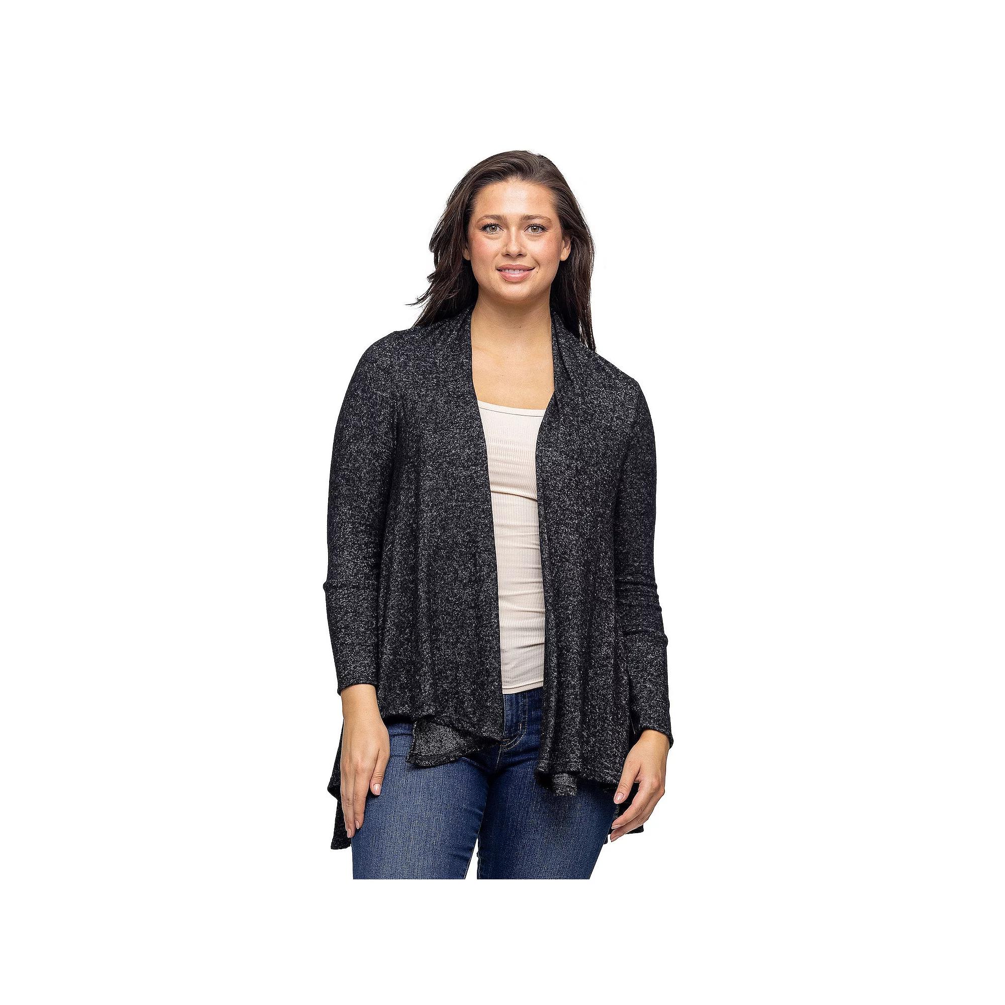 Women's 24Seven Comfort Apparel Open Front High Low Cozy Cardigan,  Product Image