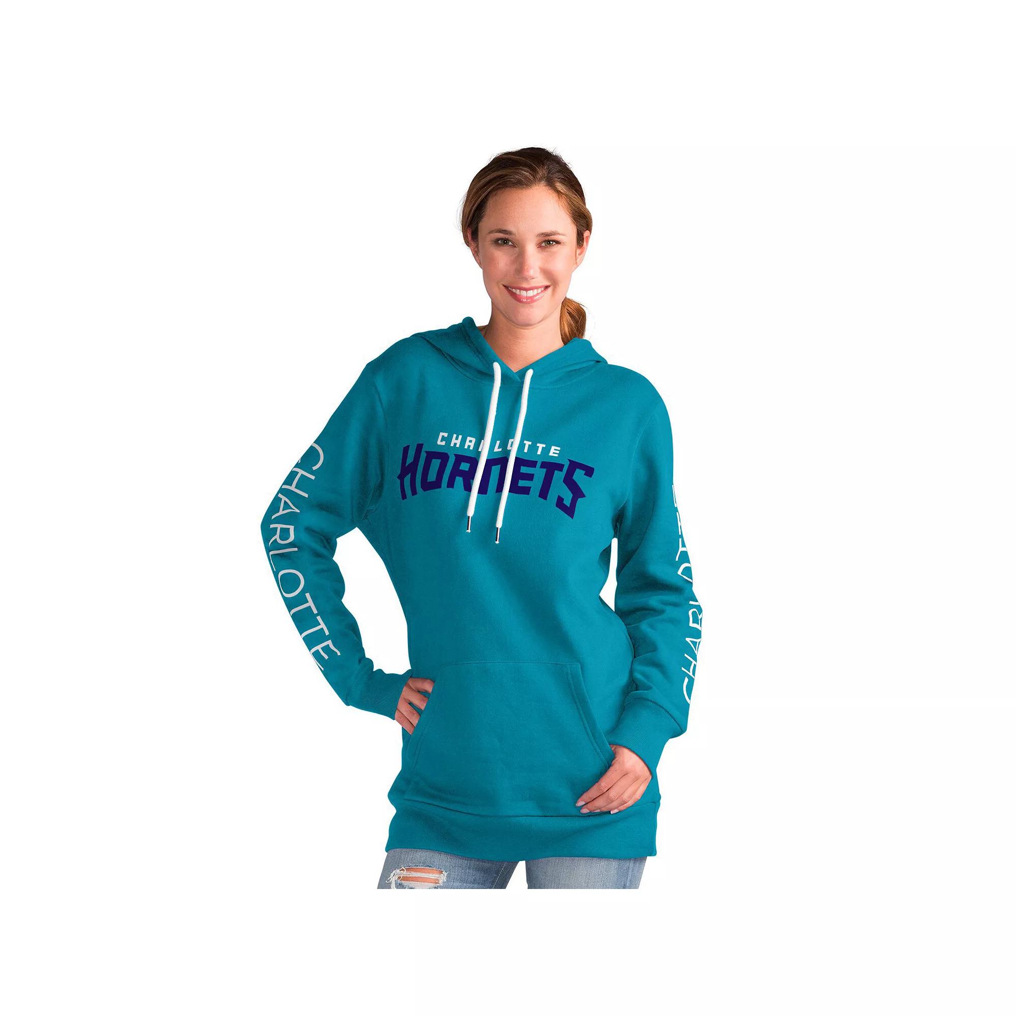 Women's G-III 4Her by Carl Banks Teal Charlotte Hornets Base Coach Pullover Hoodie, Size: XL, Chr Blue Product Image