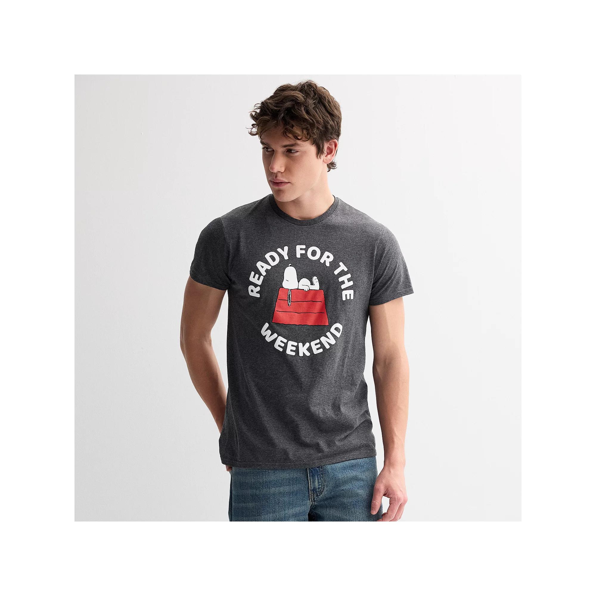 Men's Peanuts Snoopy "Ready For The Weekend" Graphic Tee, Size: Large, Grey Heather Product Image