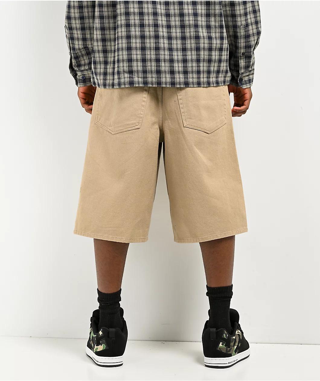 Empyre Ultra Loose Khaki Twill Skate Shorts Product Image
