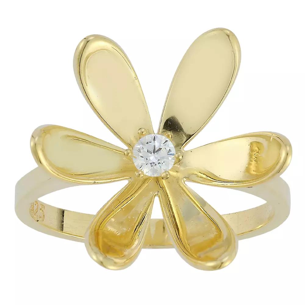 Sunkissed Sterling Cubic Zirconia Flower Statement Ring, Womens Gold Tone Product Image
