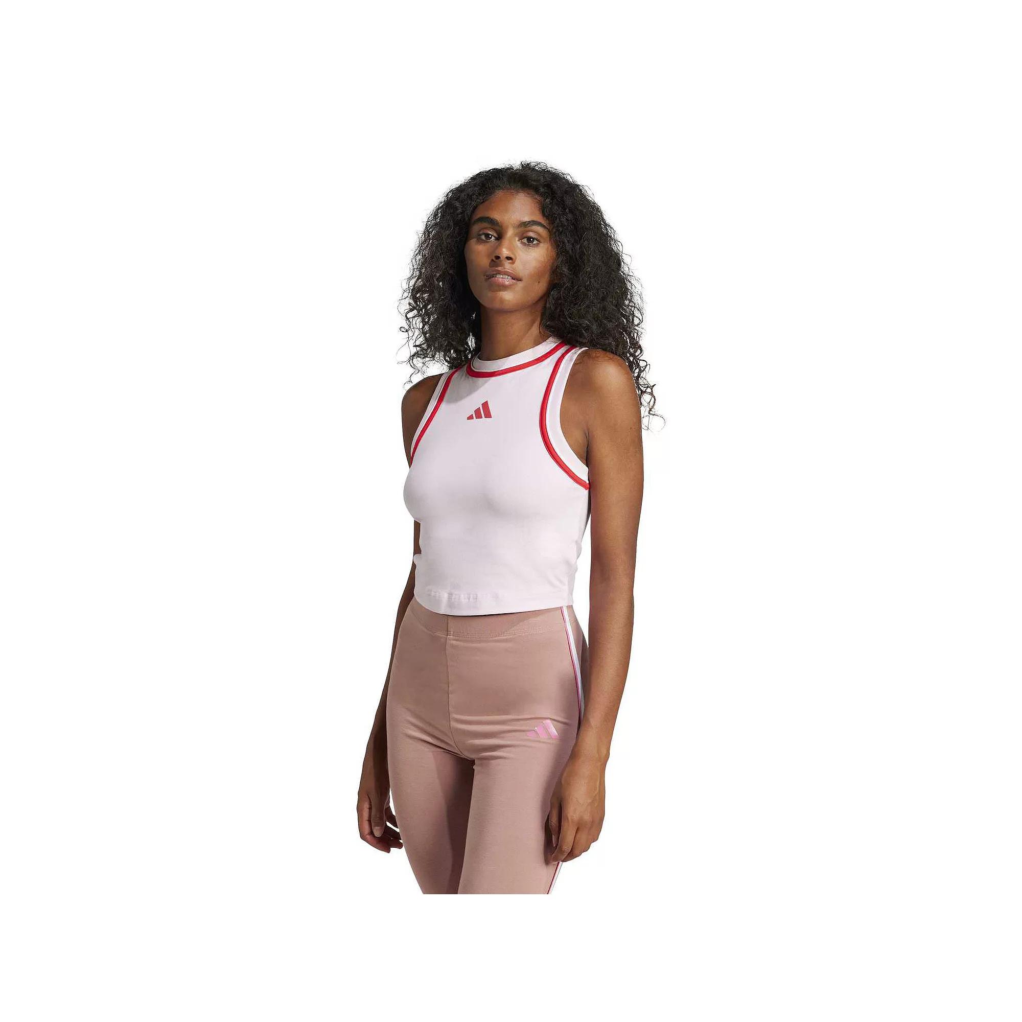 Women's adidas Essentials Color Pop Cropped Sportswear Tank Top, Size: Large, Clear Pink Product Image