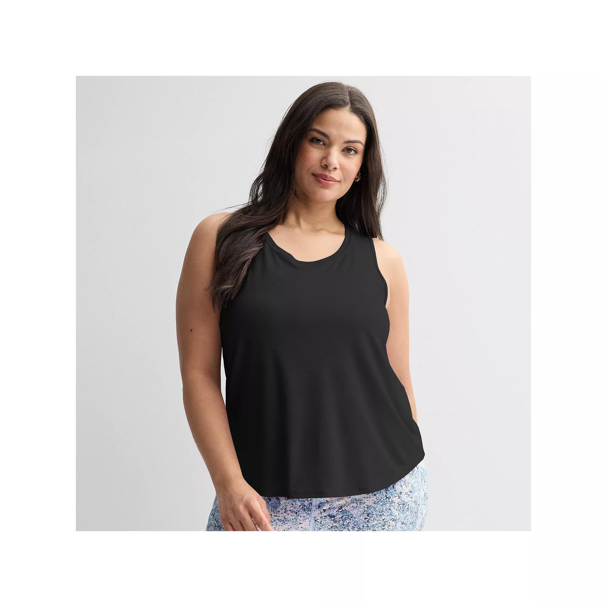 Plus Size Tek Gear® Mesh Racer Back Tank, Women's, Size: 3XL, Mineral Black Product Image