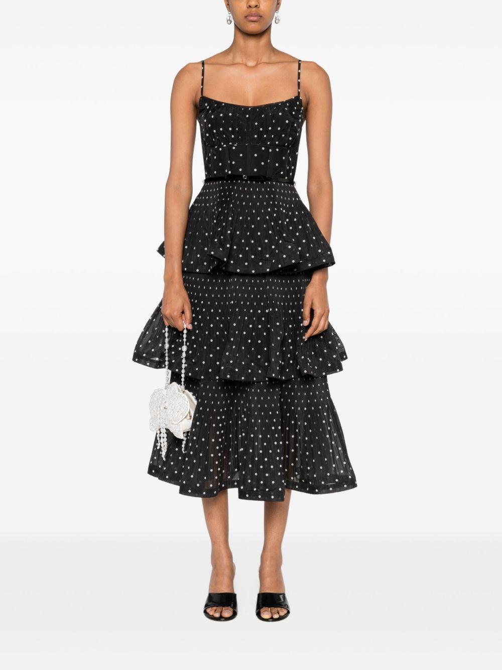 pleated polka-dot midi dress Product Image