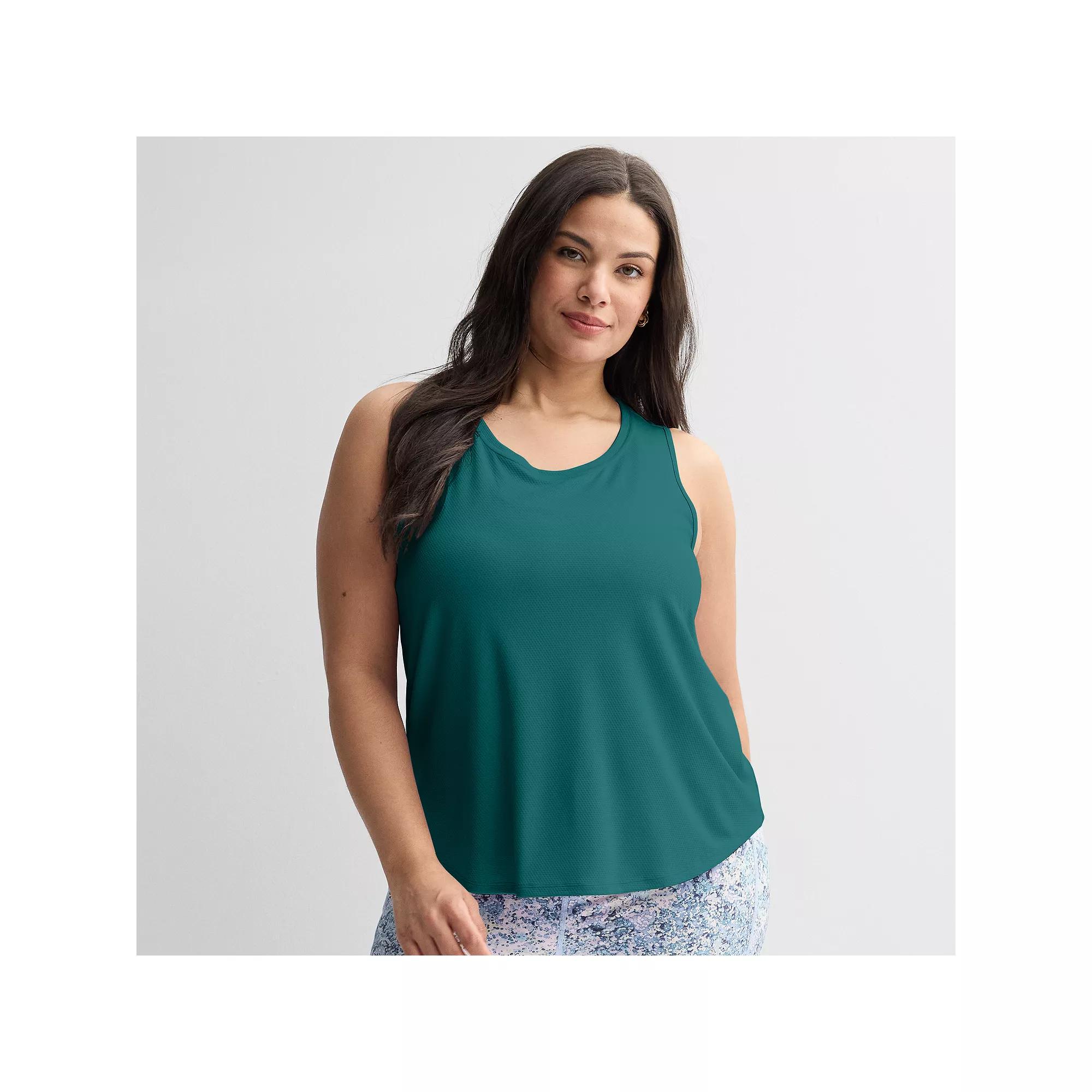 Plus Size Tek Gear® Mesh Racer Back Tank, Women's, Size: 2XL, Dark Blue Teal Product Image