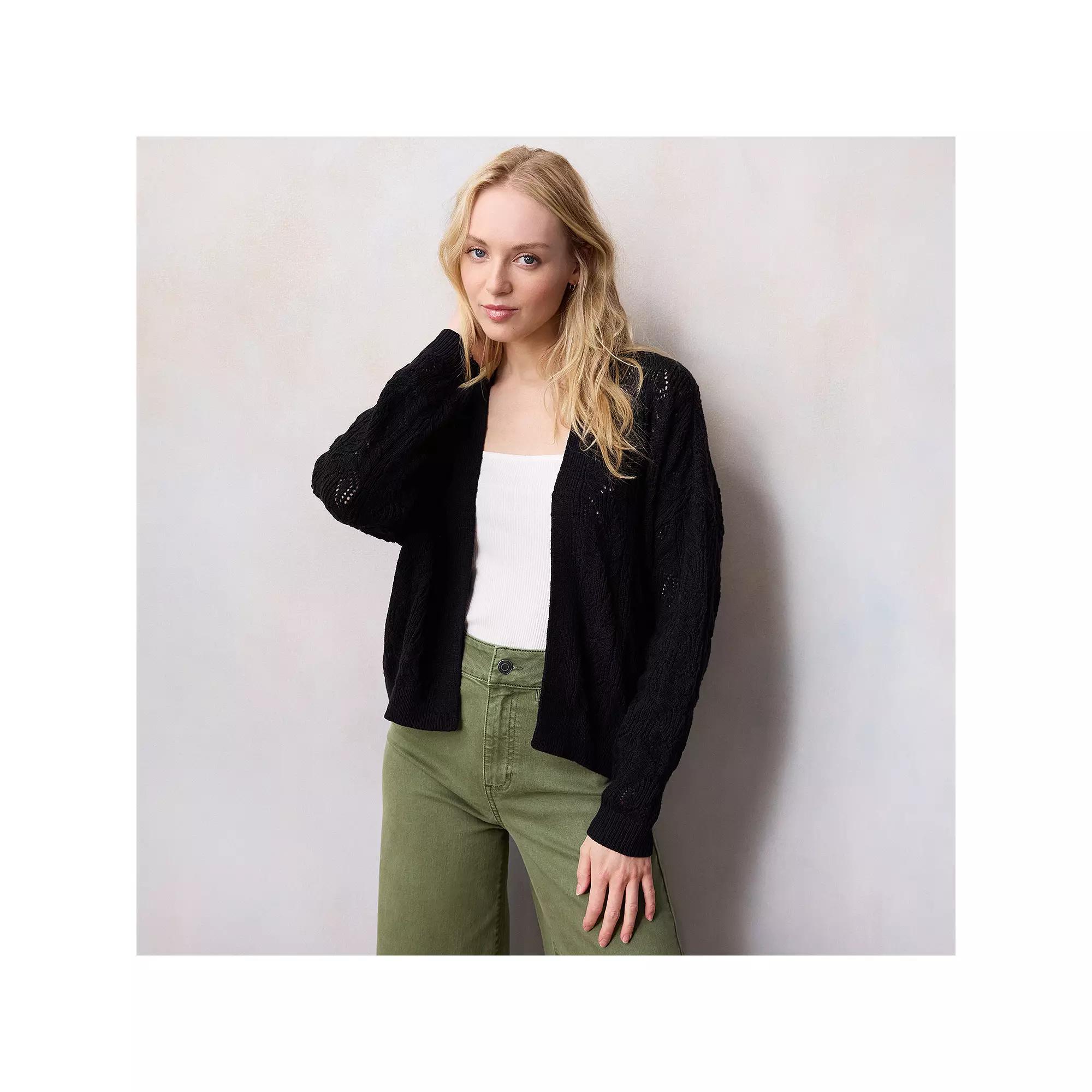 Womens LC Lauren Conrad Pointelle Open Cardigan Product Image