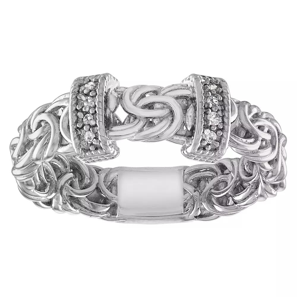 Tiara Sterling Silver Diamond Accent Byzantine Ring, Women's, Size: 9 Product Image