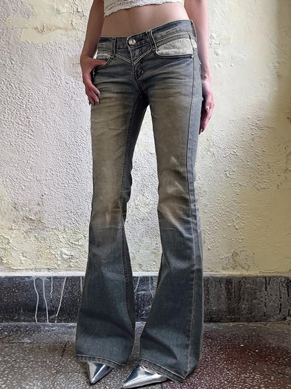 Vintage Niche Lace Flare Jeans Product Image
