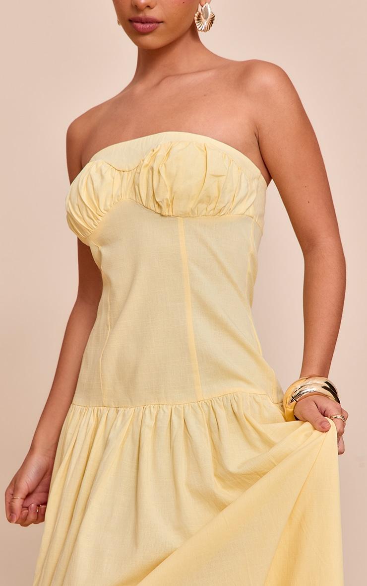 Lemon Bandeau Bust Seam Detail Maxi Dress Product Image