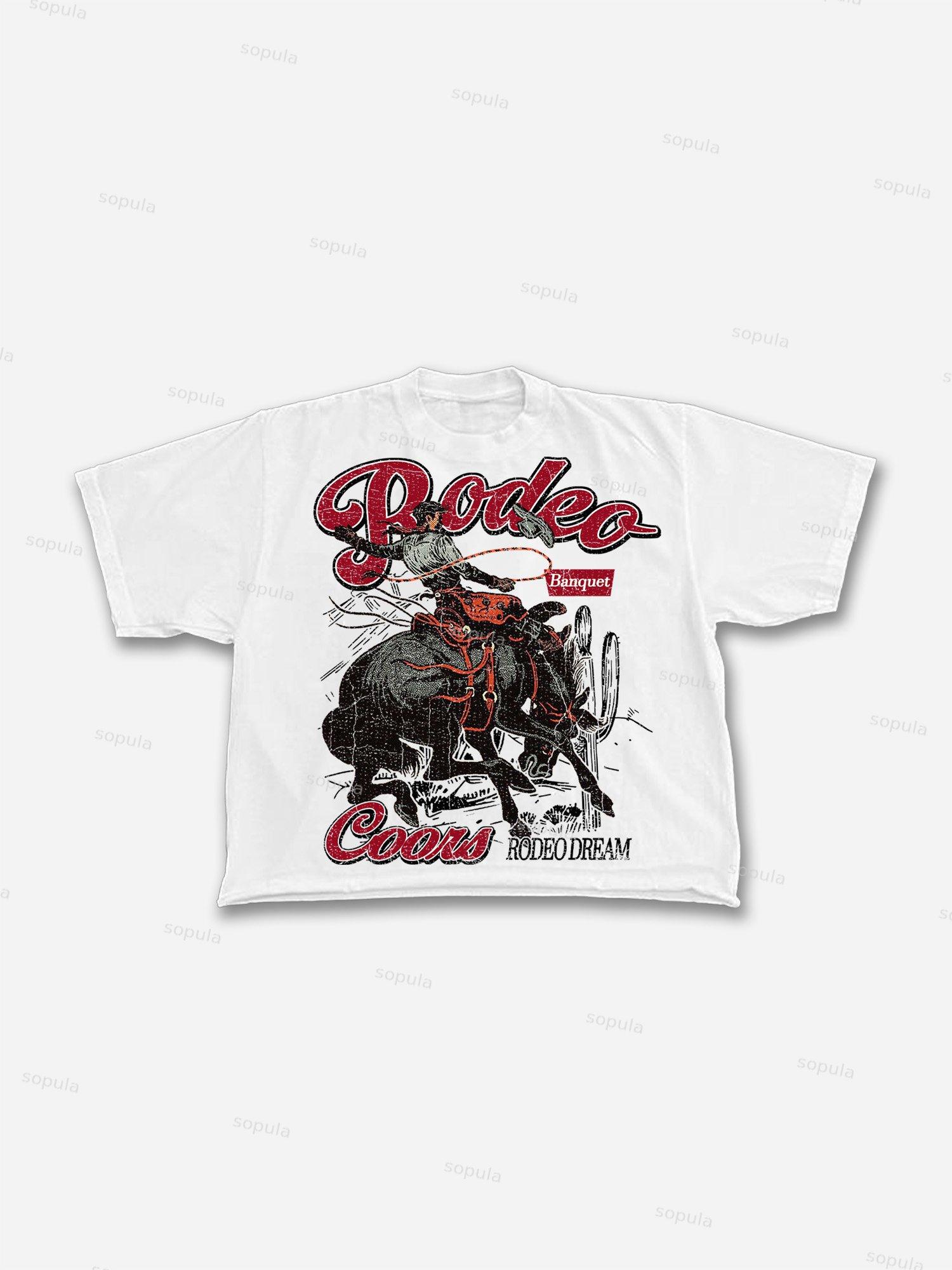 Coors Banquet Rodeo Print Cropped T-shirt Product Image