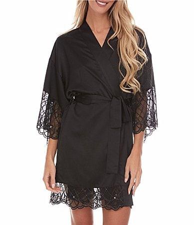 Flora Nikrooz Gabby Silky Satin 34 Sleeve Coordinating Kimono Wrap Robe Product Image