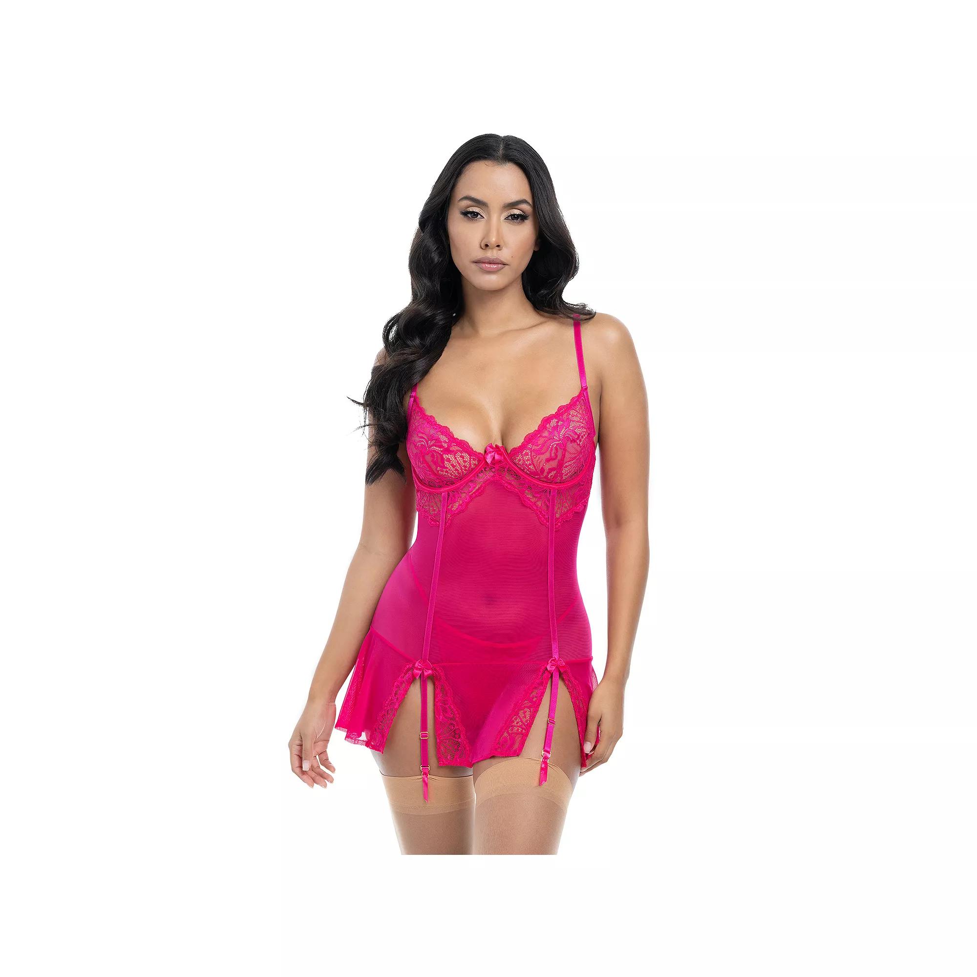 Oh La La Cheri Milana Babydoll Lingerie 74-12026, Women's, Size: Small-Medium, Pink Yarrow Product Image