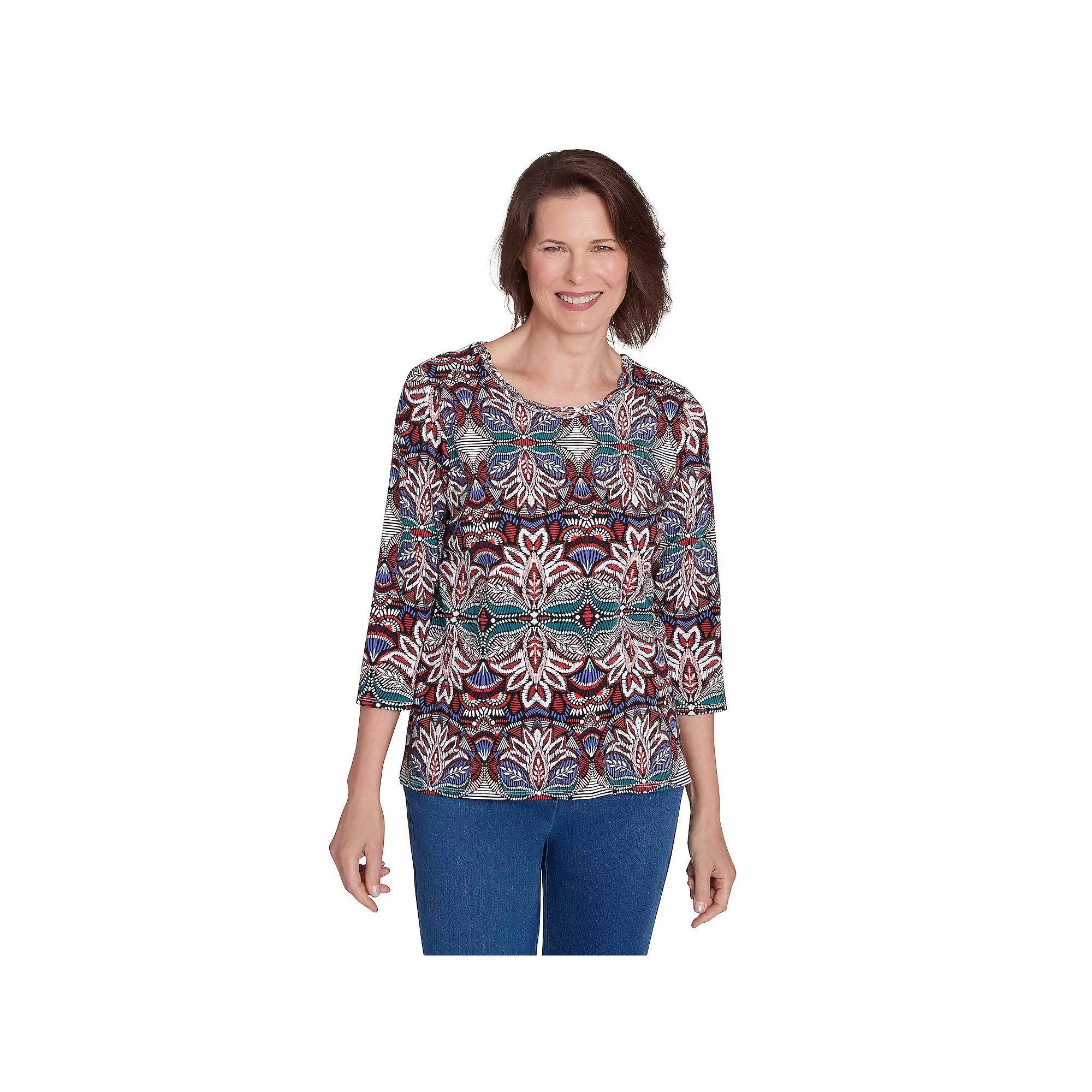 Women's Alfred Dunner Abstract Leaf Print Top,  Product Image
