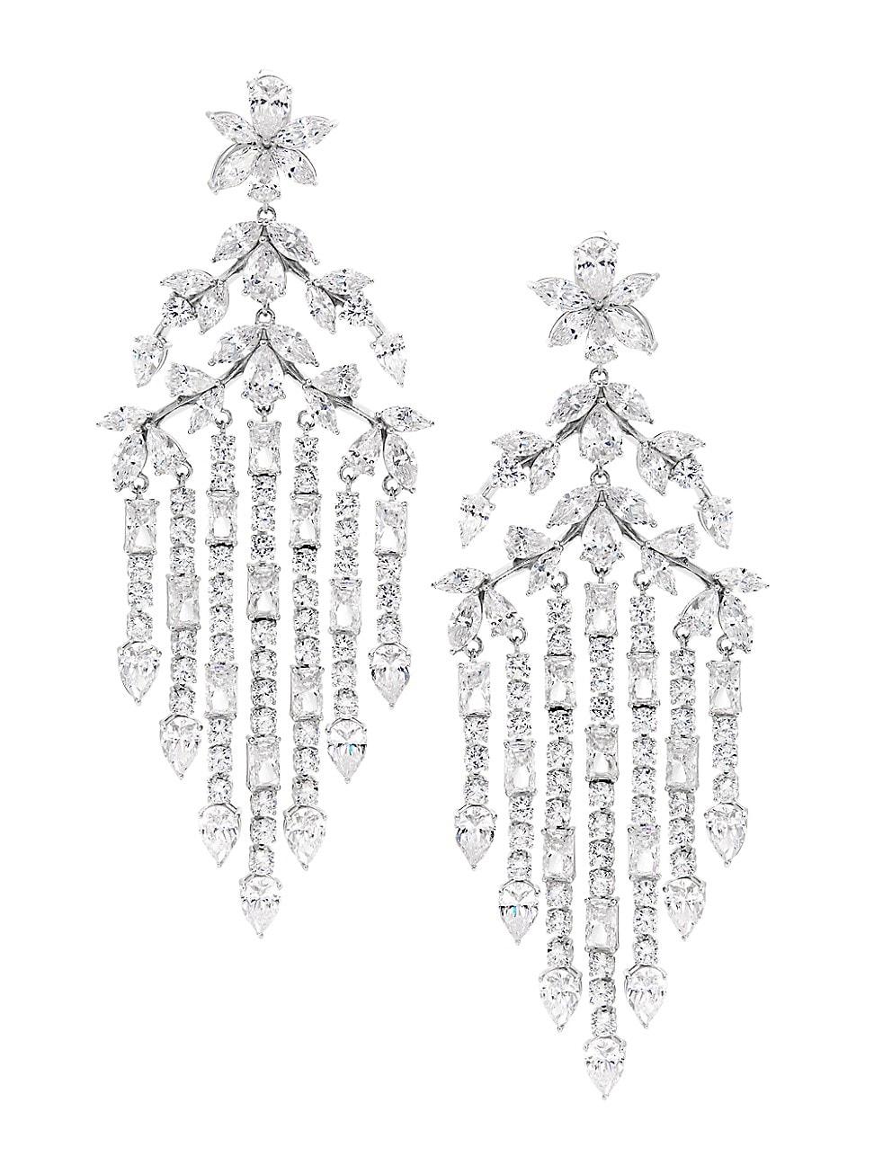 Womens Versailles Rhodium-Plated & Cubic Zirconia Chandelier Earrings Product Image