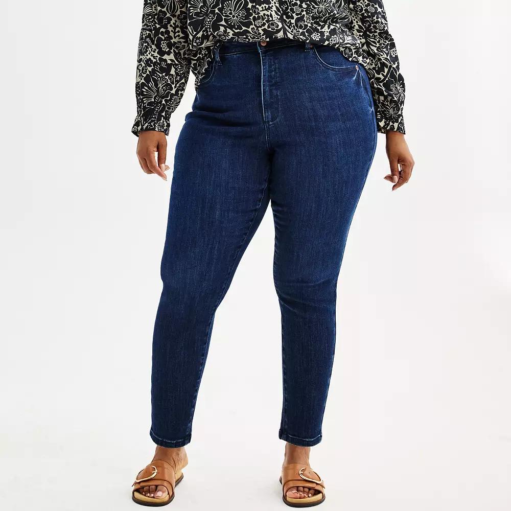 Plus Size Sonoma Goods For Life® High Rise Curvy Skinny Jeans, Women's, Size: 28 W, Dark Blue Product Image