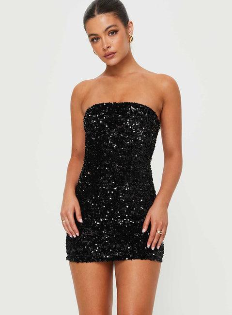 Eldoni Strapless Mini Dress Black Product Image