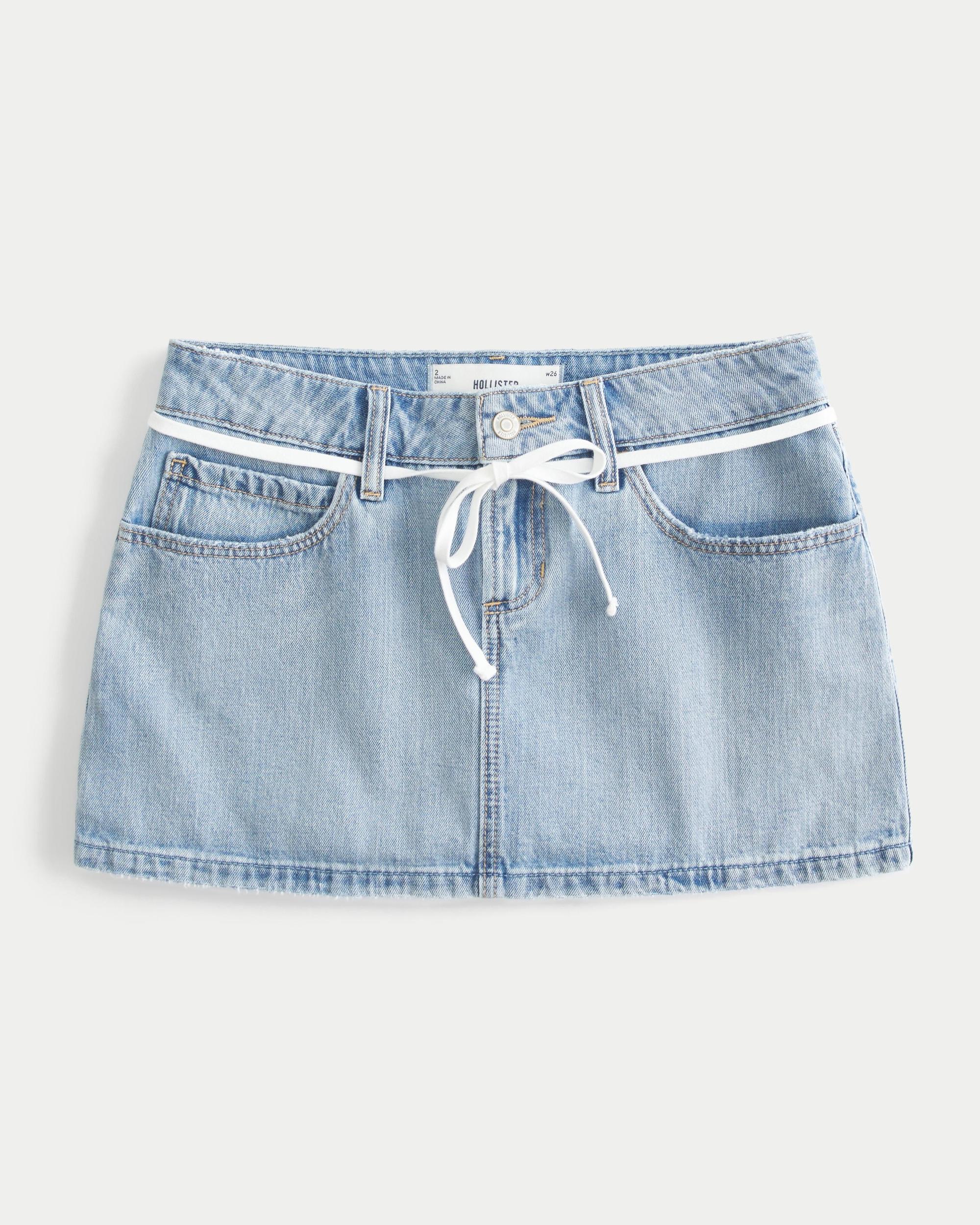 Low-Rise Pink Denim Mini Skort Product Image
