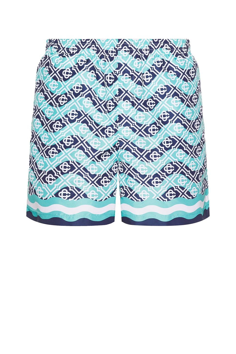 Casablanca Printed Swim Shorts in Baby Blue Product Image