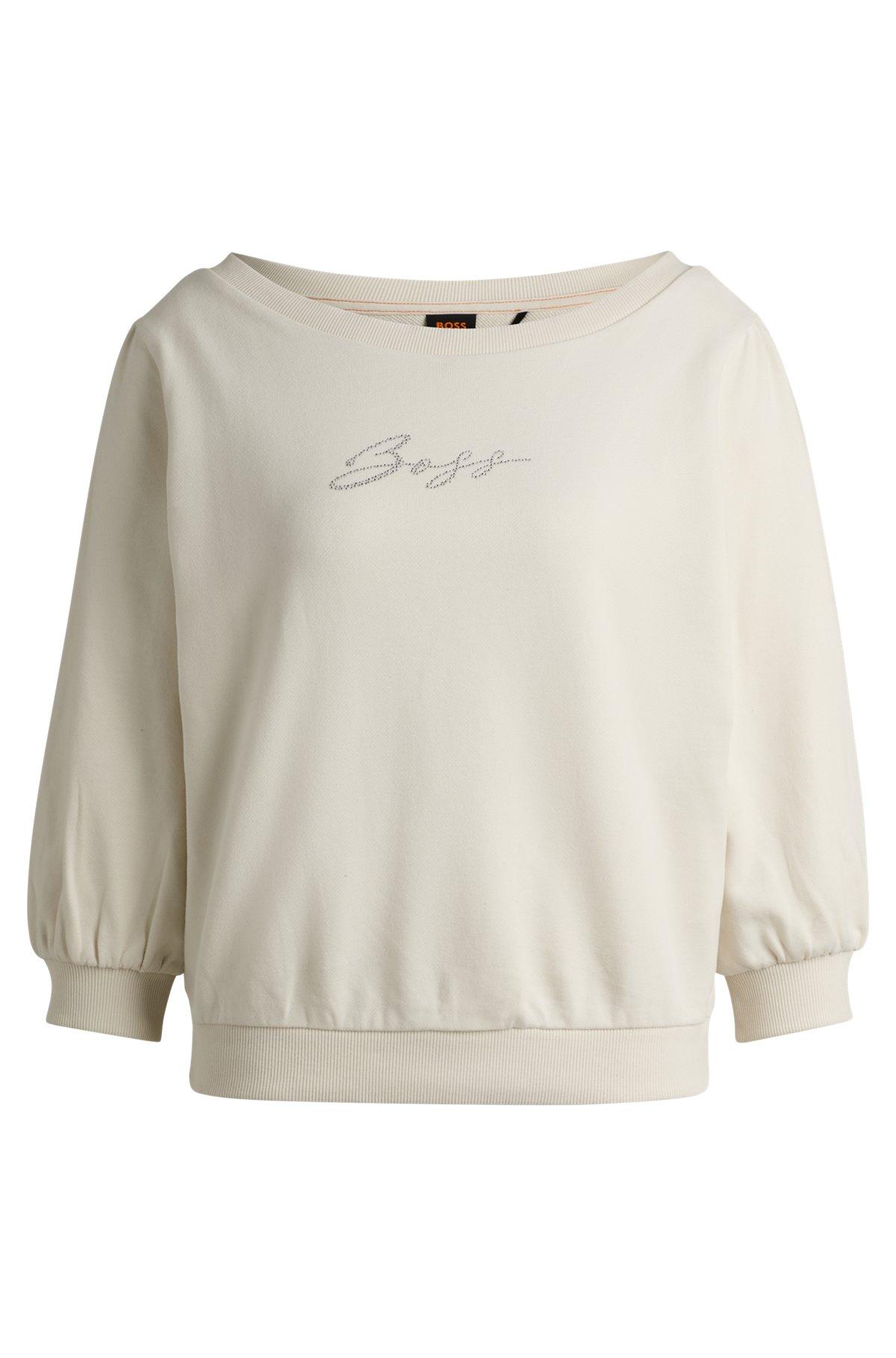Cotton-terry sweatshirt with crystal-trimmed logo Product Image