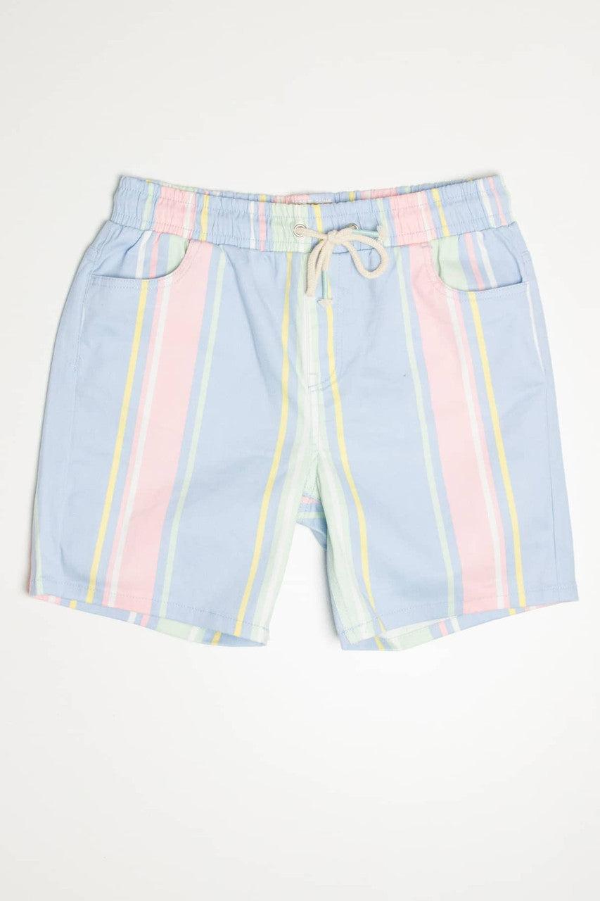 Pastel Striped Stretch Twill Shorts Product Image