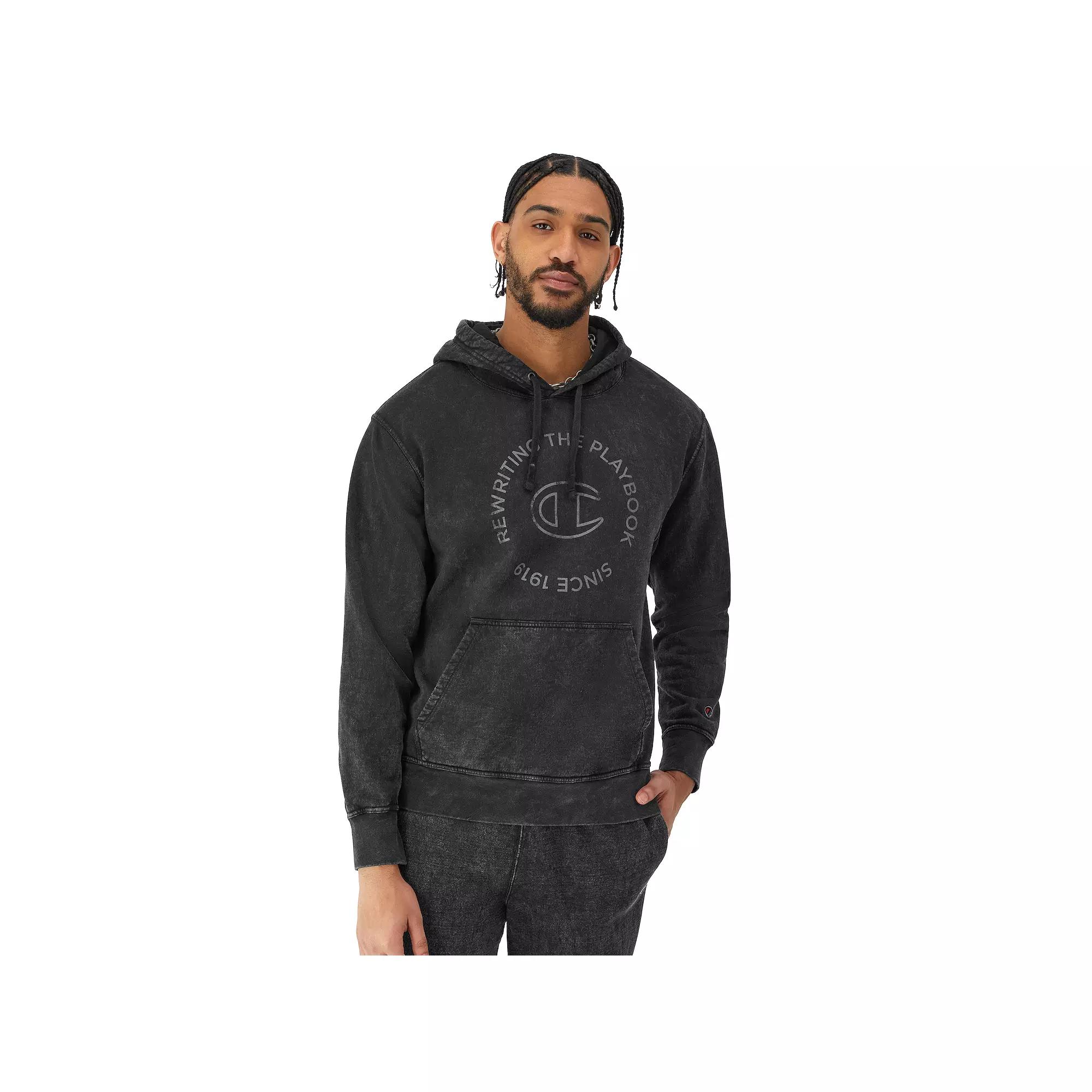 Men's Champion® Mineral Dye Graphic Hoodie, Size: Large, Black Product Image
