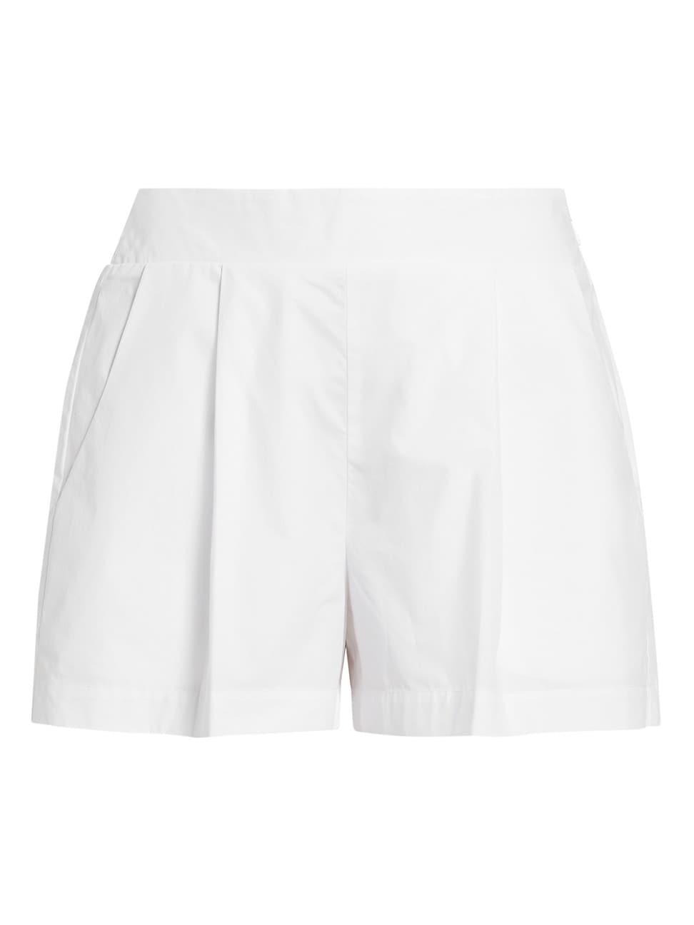 Womens Pleated Cotton Poplin Pull-On Shorts Product Image