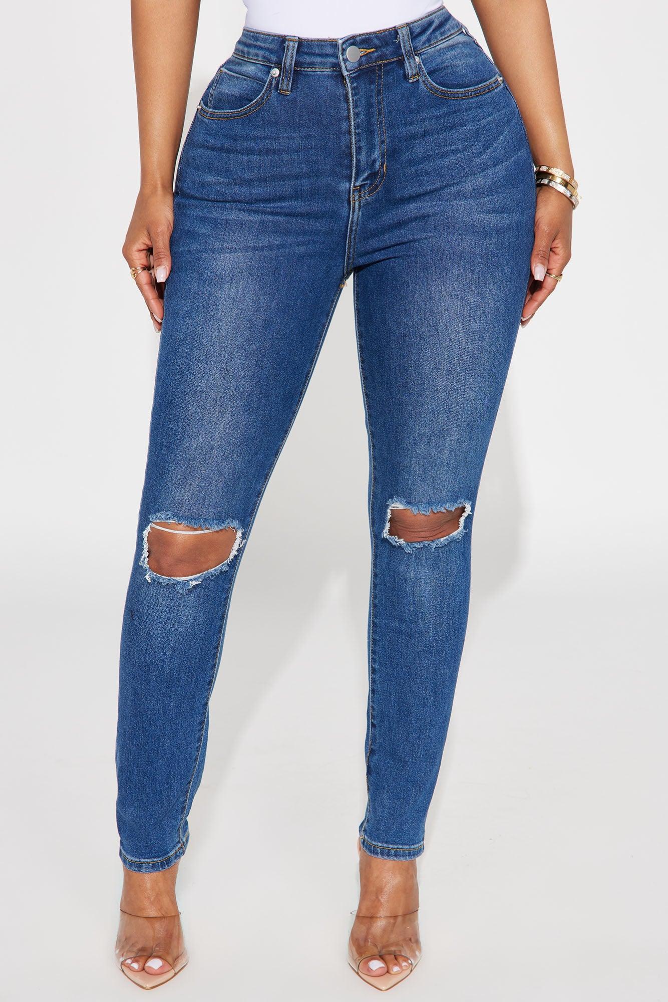 Lots Of Love Ripped Skinny Jeans - Dark Wash Product Image