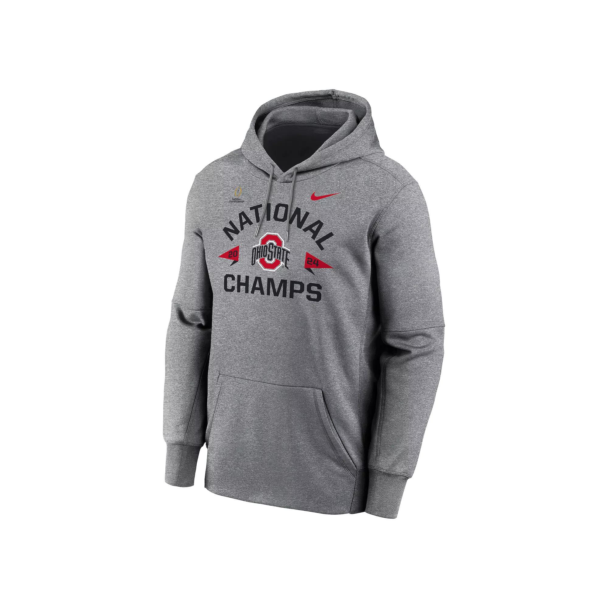 Men's Nike Ohio State Buckeyes 2024 College Football Playoff National Champions Arch Over Logo Hoodie, Size: Small, Gray Product Image
