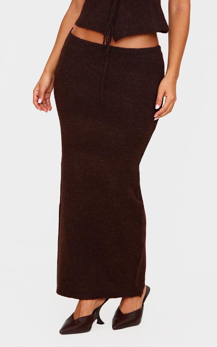 Petite Chocolate Knit Low Waist Midaxi Skirt Product Image