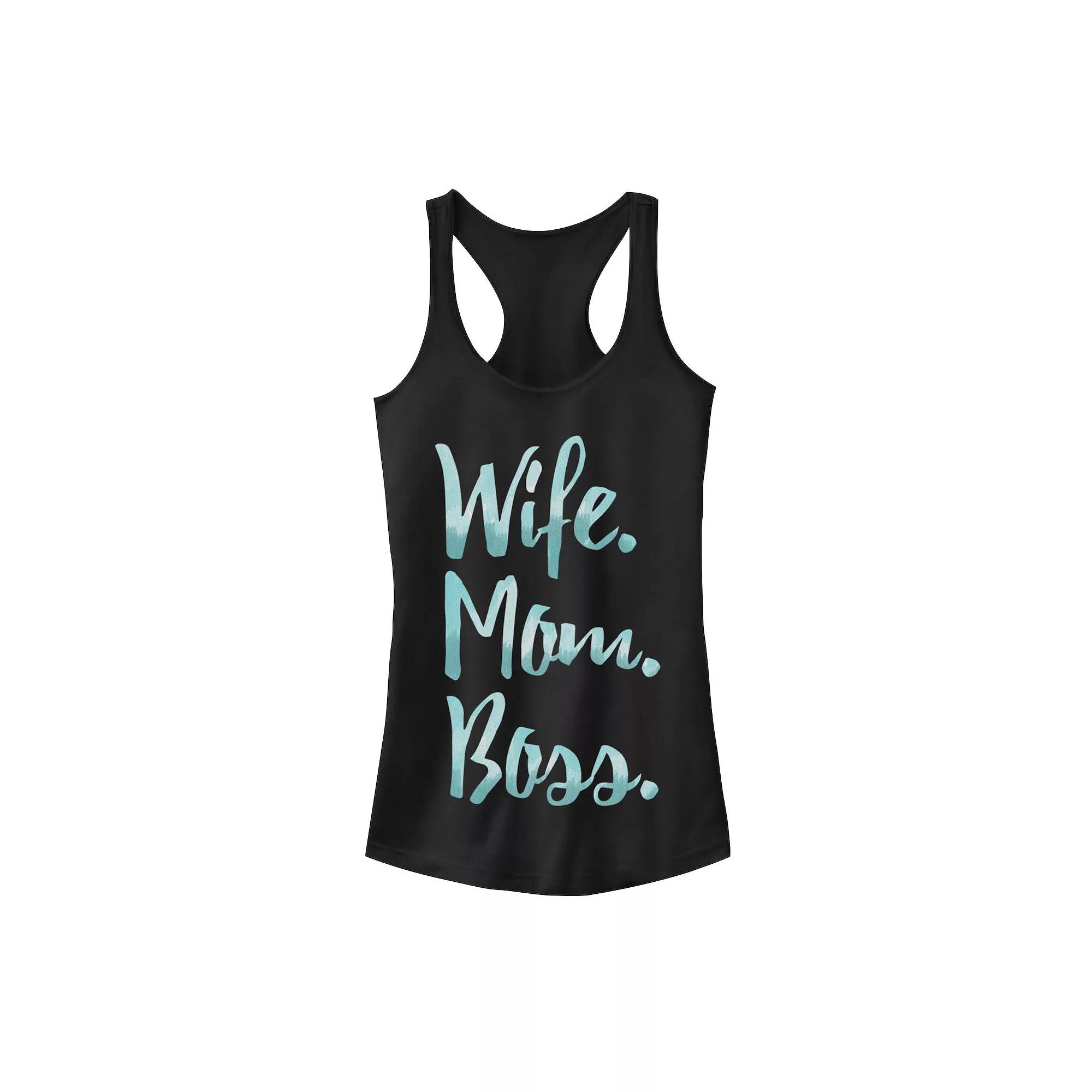 Juniors' Wife Mom Boss Graphic Tank Top, Girl's,  Product Image