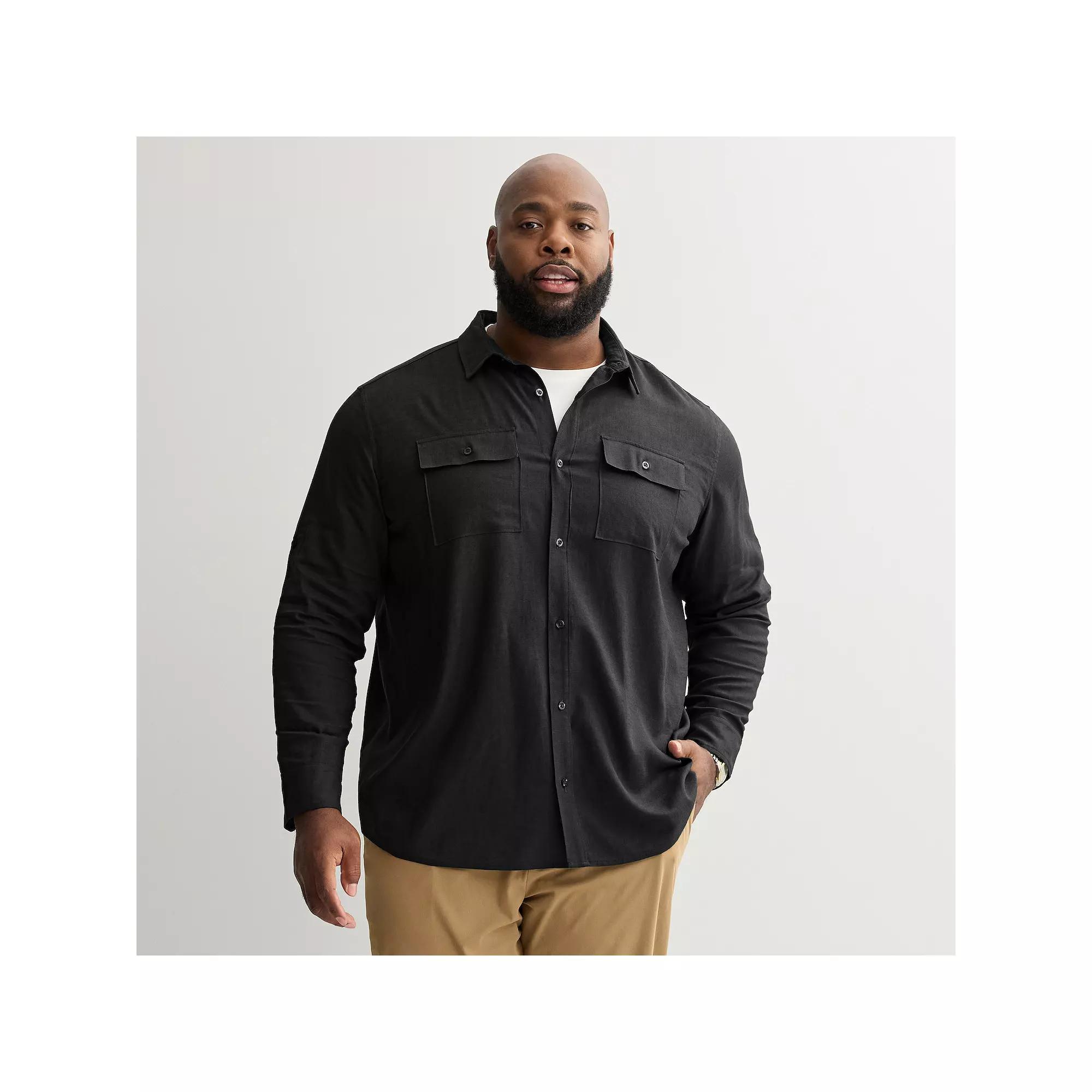 Big & Tall Apt. 9® Roll Tab Button-Down Utility Long Sleeve Shirt, Men's,  Product Image