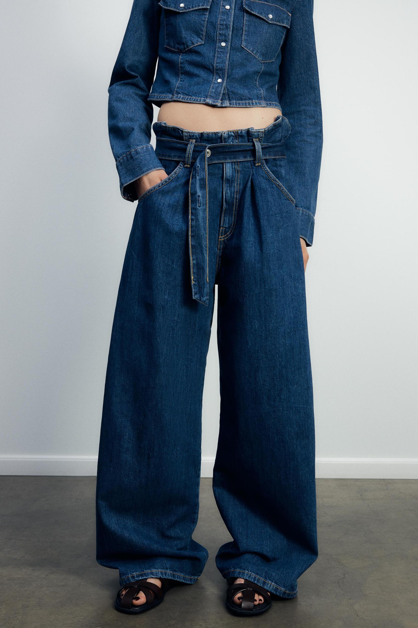 TRF HIGH-WAISTED PAPERBAG BELT JEANS Product Image