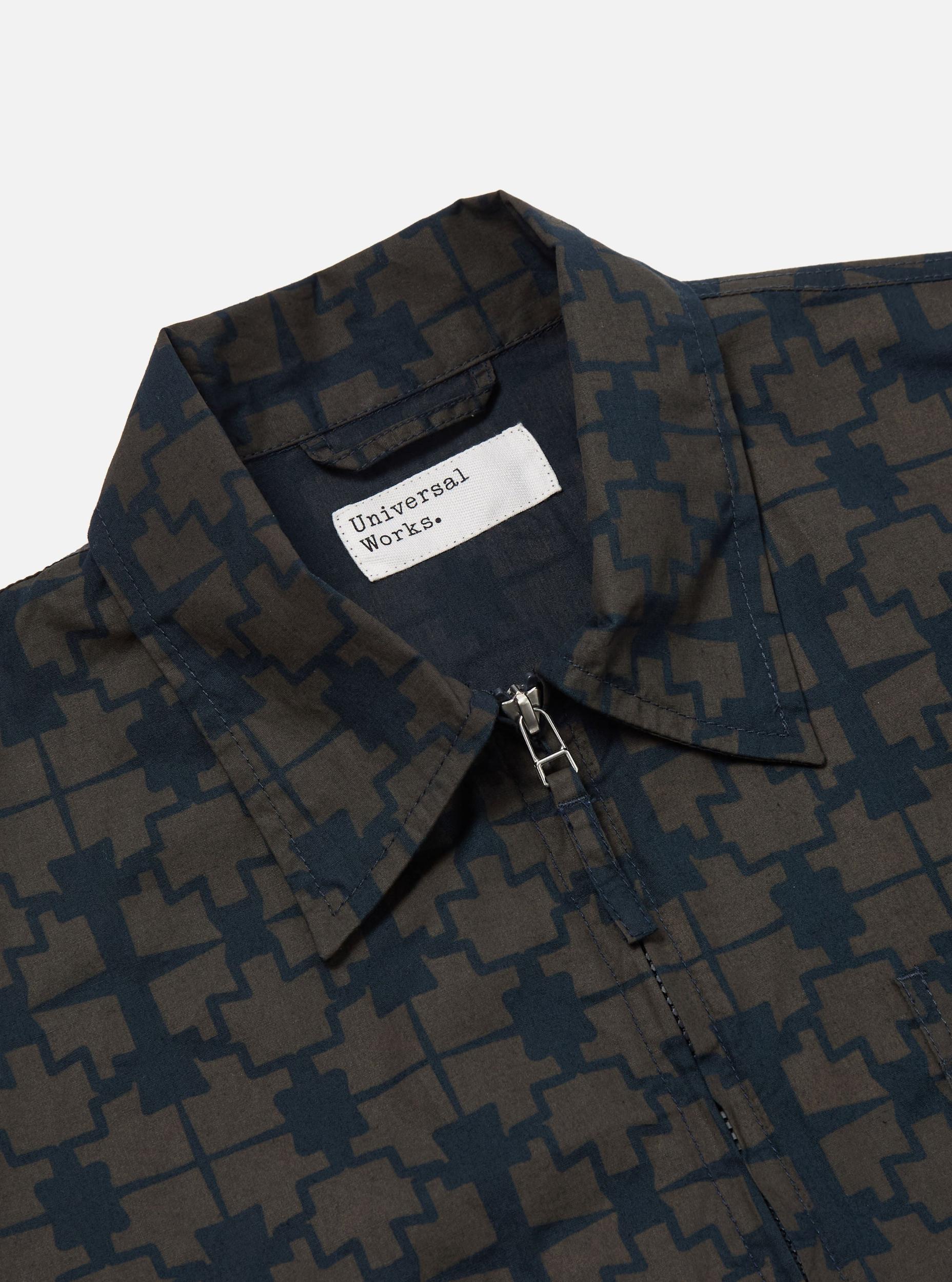 Universal Works Rose Bowl Jacket in Navy Mitla Print Cotton Product Image