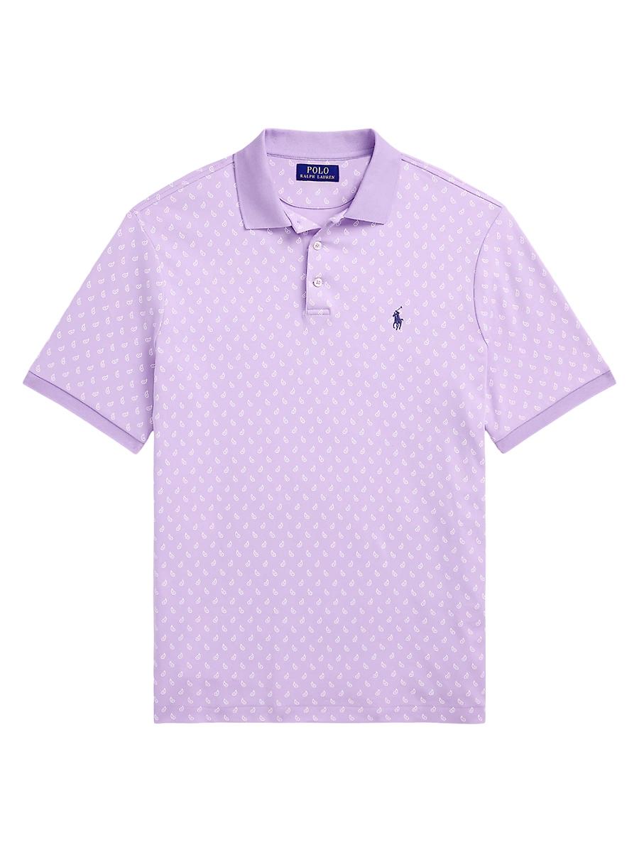 Mens Custom-Slim Paisley Cotton Polo Shirt Product Image