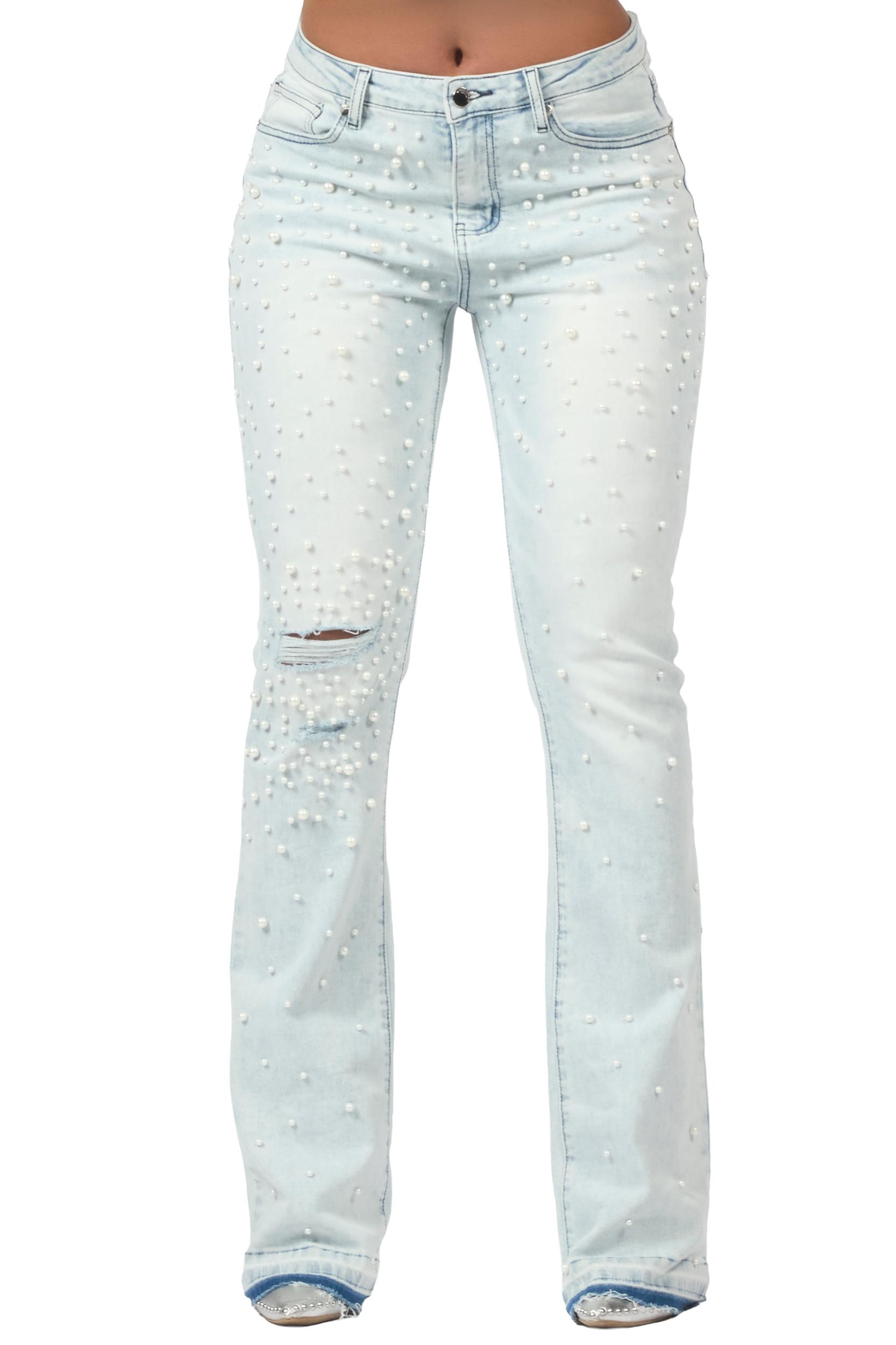 Sinayah Dark Wash Stacked Flare Jean Female Product Image