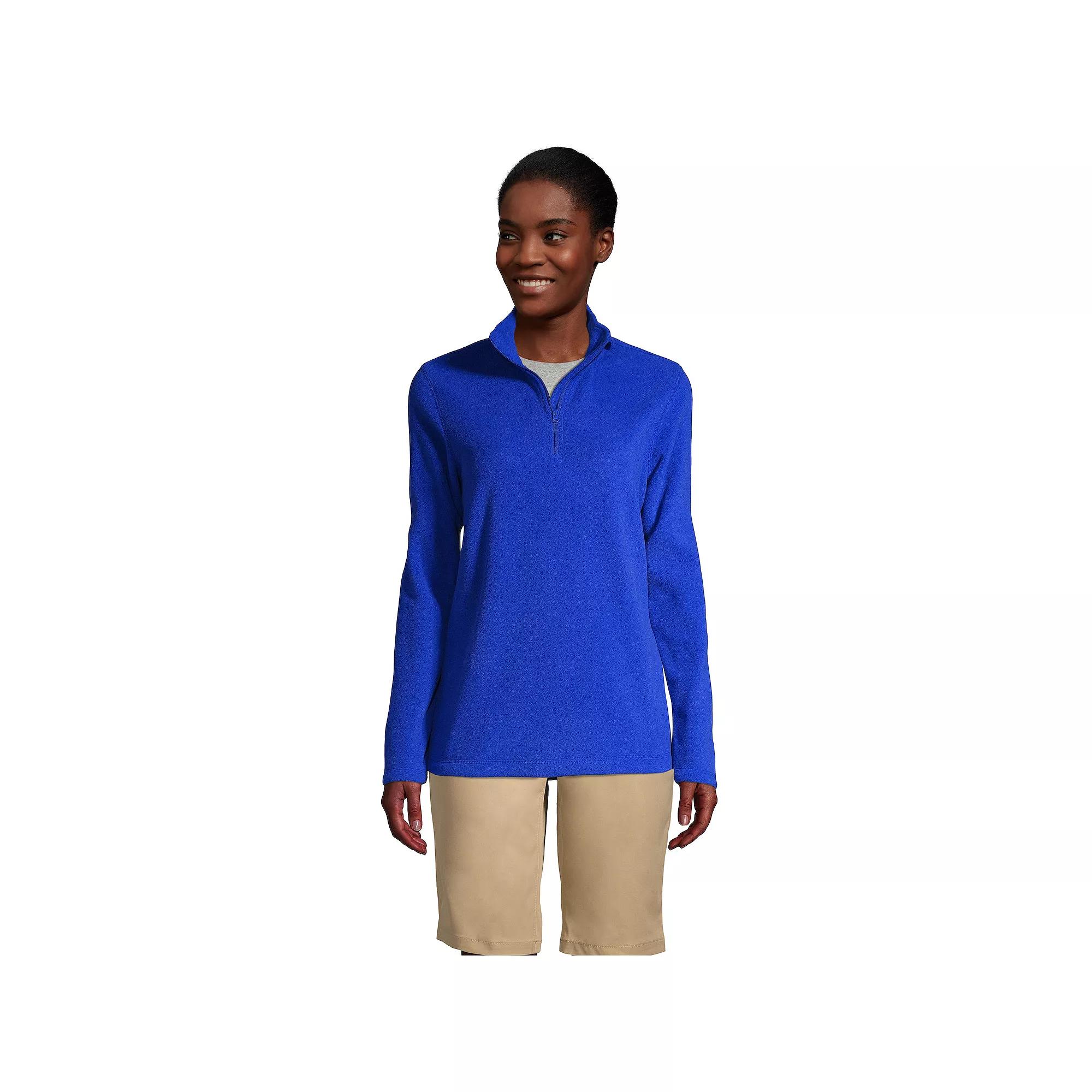 Women's Lands' End Lightweight Fleece Quarter Zip Pullover,  Product Image