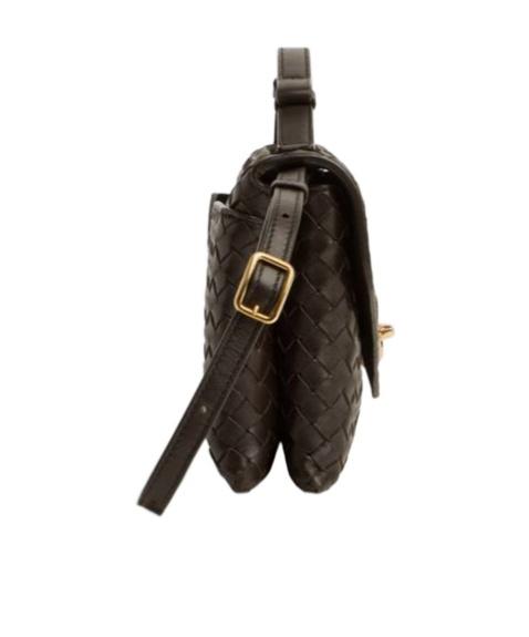 BOTTEGA VENETA Knot Lock Medium Intrecciato Leather Shoulder Bag In Brown Product Image