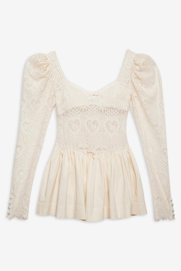 Doily Lace Mini Dress — Cream Product Image