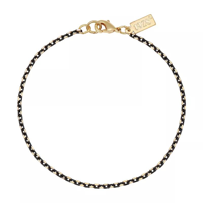 1928 Gold and Black Tone Chain Bracelet, Women's Product Image