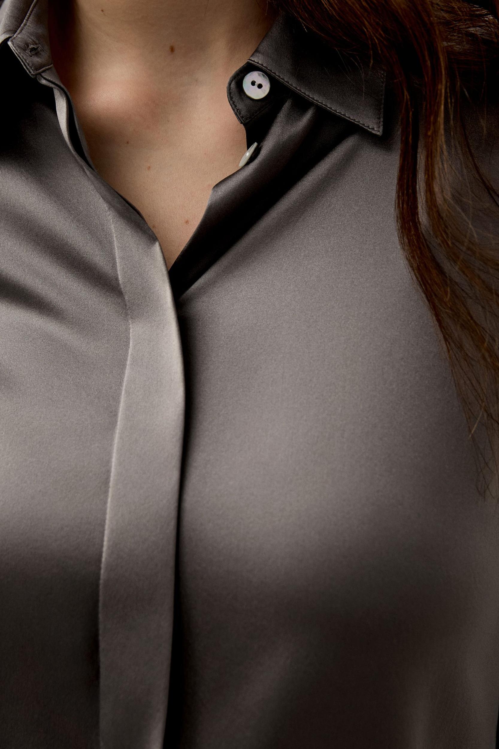 LILYSILK Silk Shirt Women - Black Natural Silk - Gorgeous Hidden Placket Tops XS Product Image