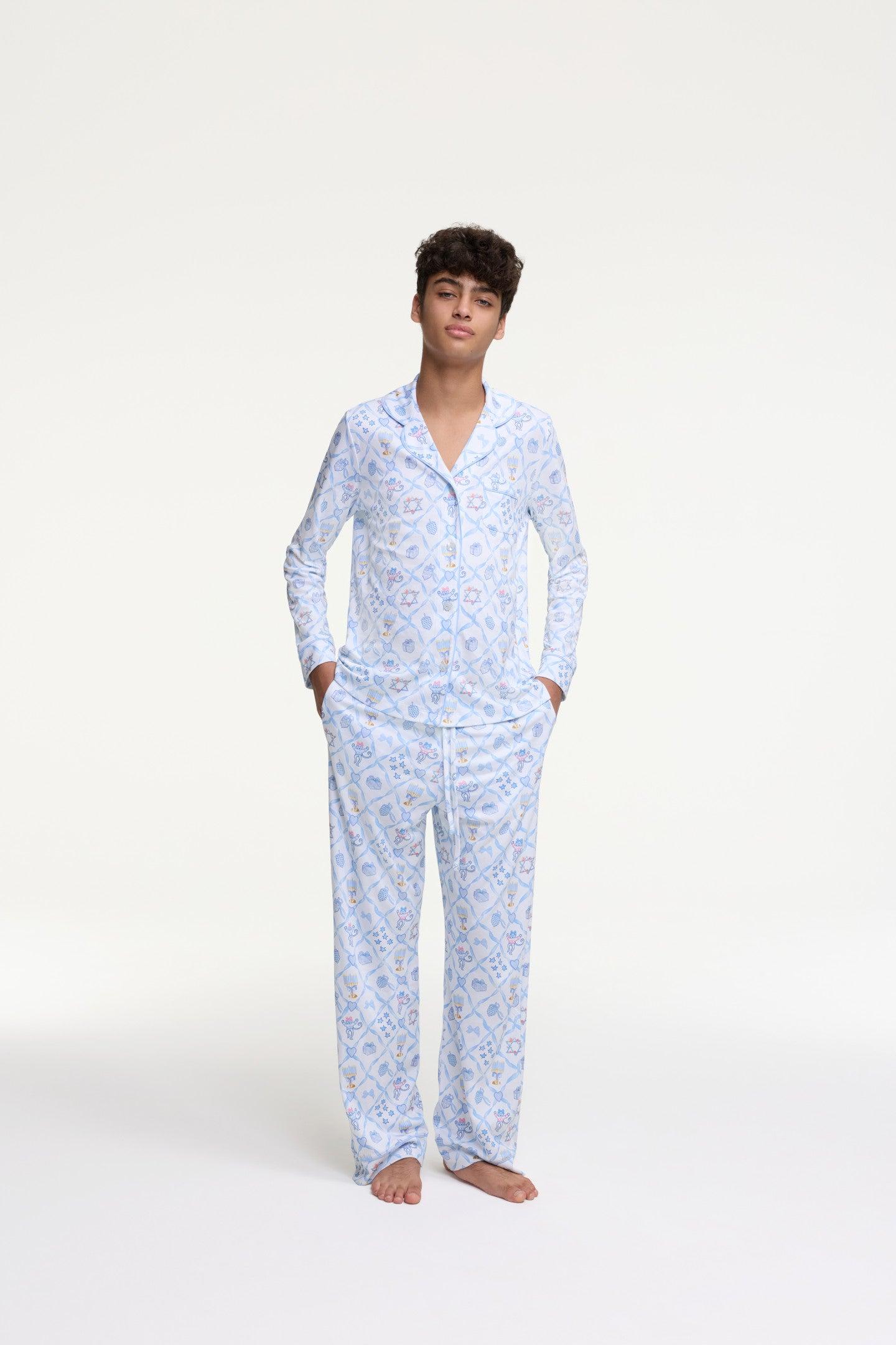 LoveShackFancy x Roller Rabbit Mens Starry Nights Lattice Long Sleeve Pajamas Product Image